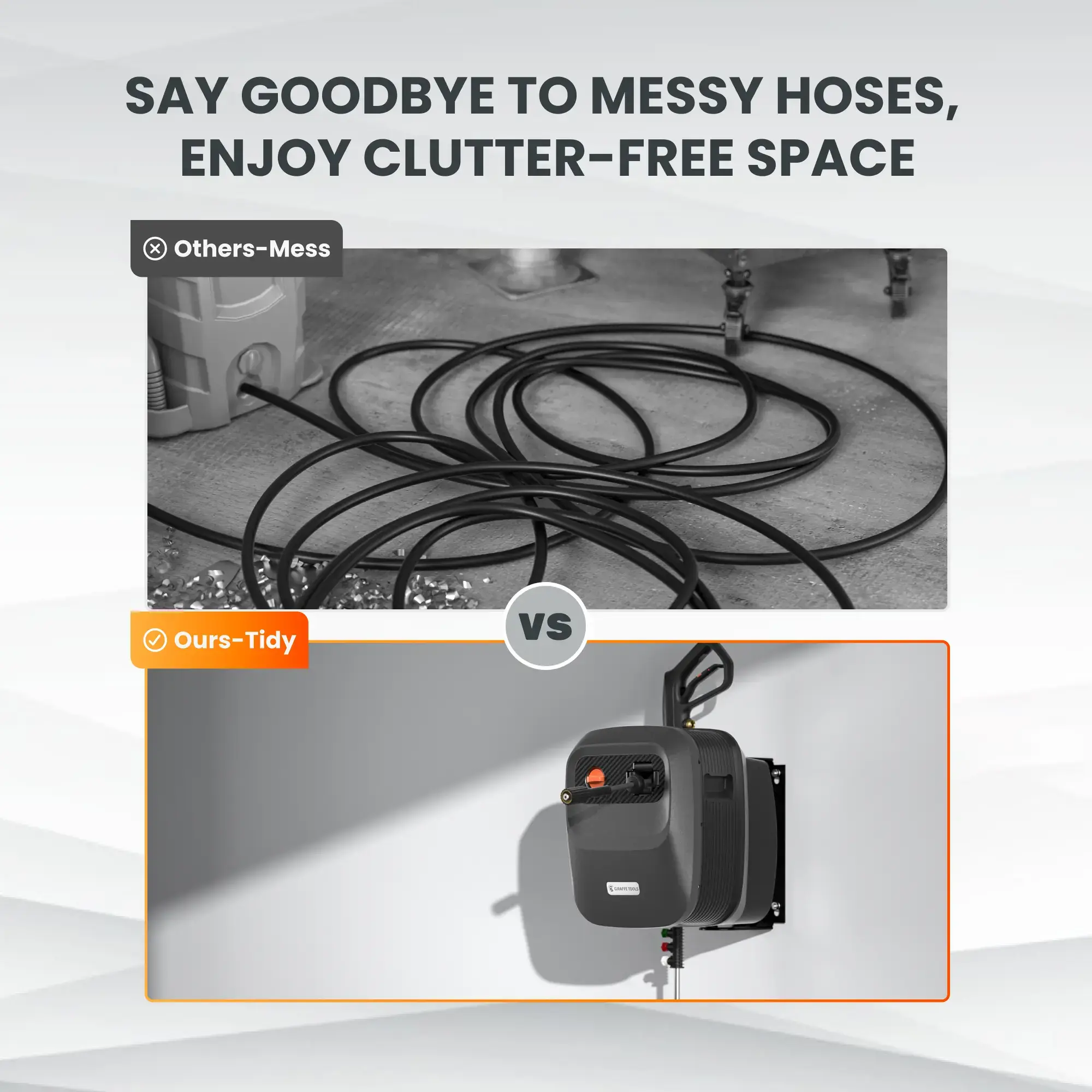 Retractable Pressure Washer G20 2400 PSI 2.0 GPM with 65FT Hose Reel, 4 Nozzles for Floor, Cars, Patios & More