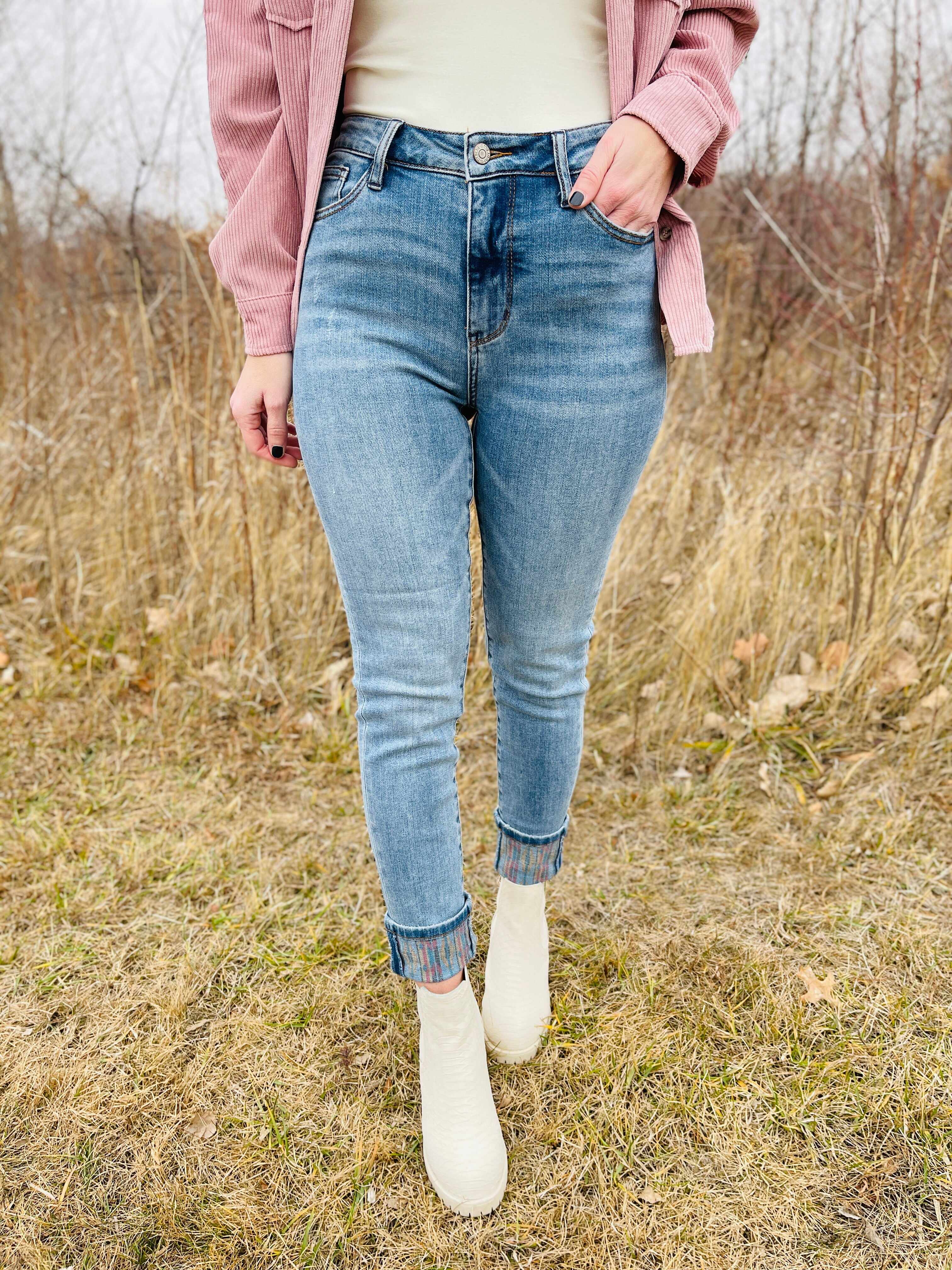 Plus/Reg Not My First Rodeo Print Cuff Jean