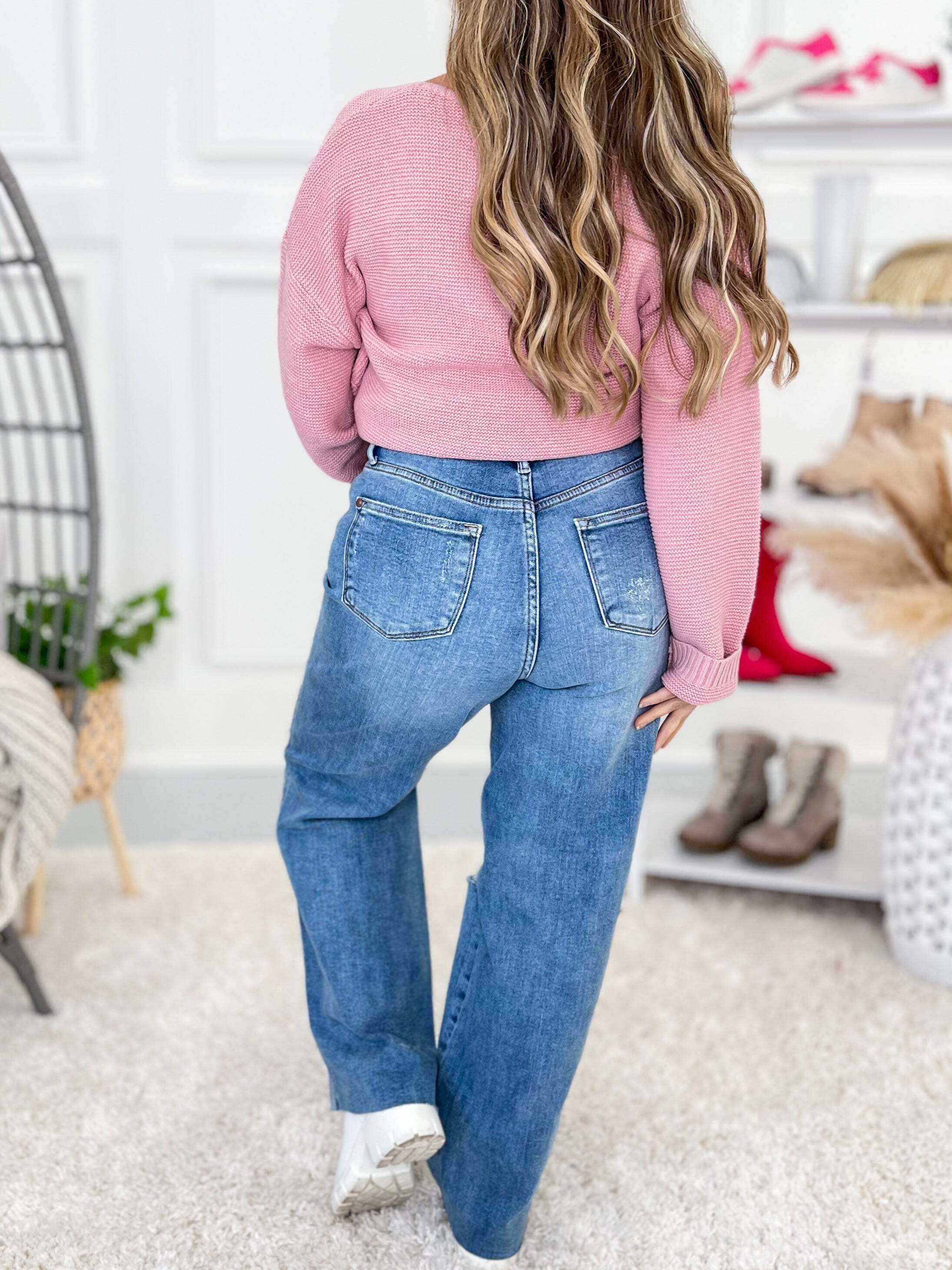Happy Days - Christmas Rigid Magic 90's Destroyed Straight Jeans- Final Sale
