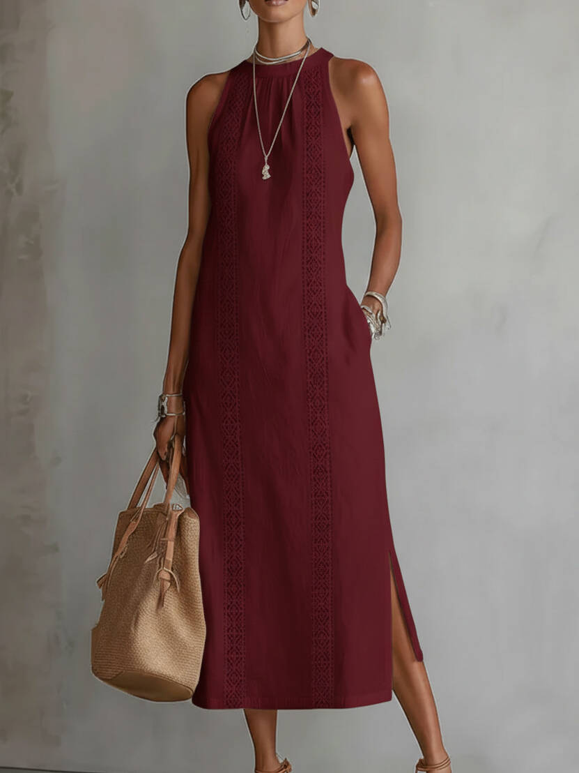 🔥Summer Arrivals🌟🌿 Retro Cozy Lace Minimalist Linen Dress — Timeless. Elegant. Effortlessly You.