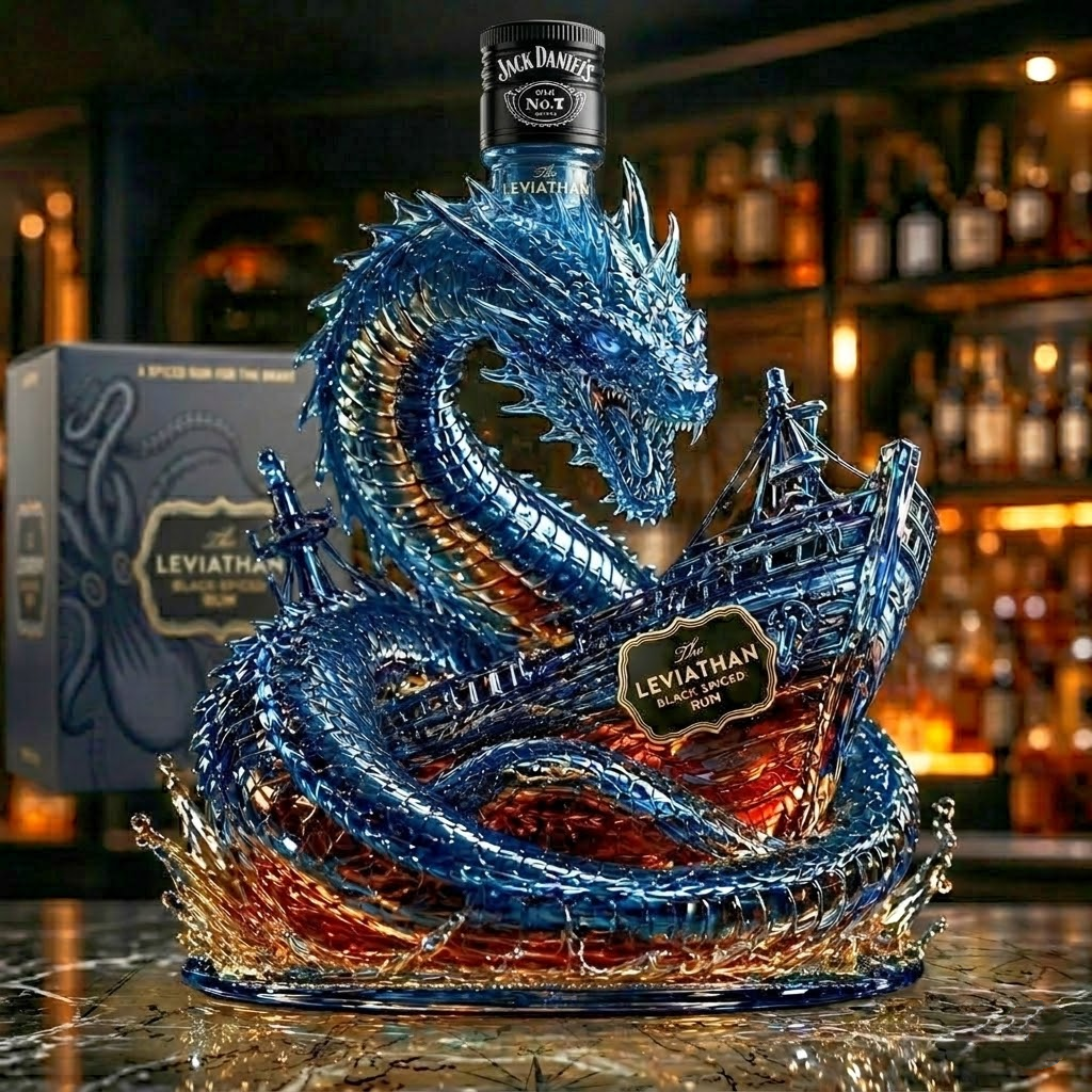 Leviathan Collectible Commemorative Black Rum 3D Sculpted Collector's Edition Bottle