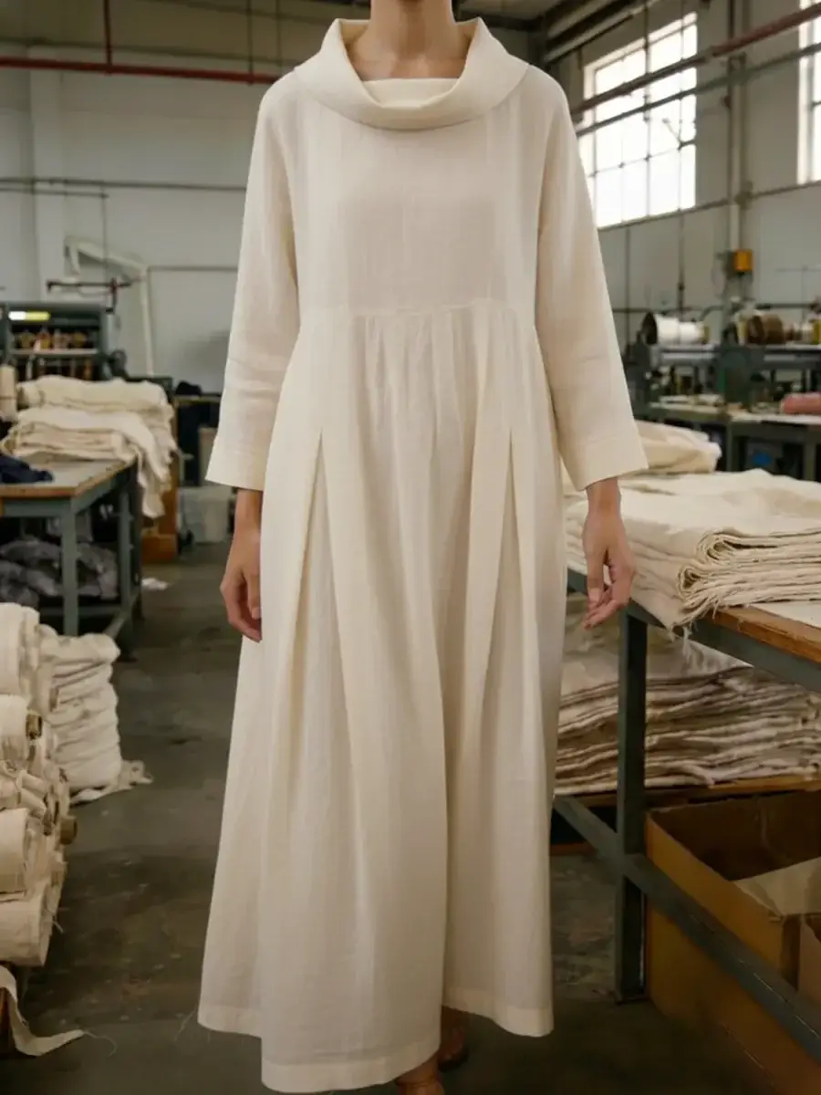 🔥Summer Arrivals🌟Vintage Cowl Neck Loose Linen Dress