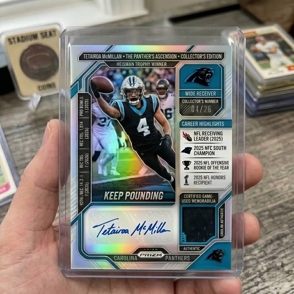 Tetairoa McMillan Rookie Auto Patch Prizm Card