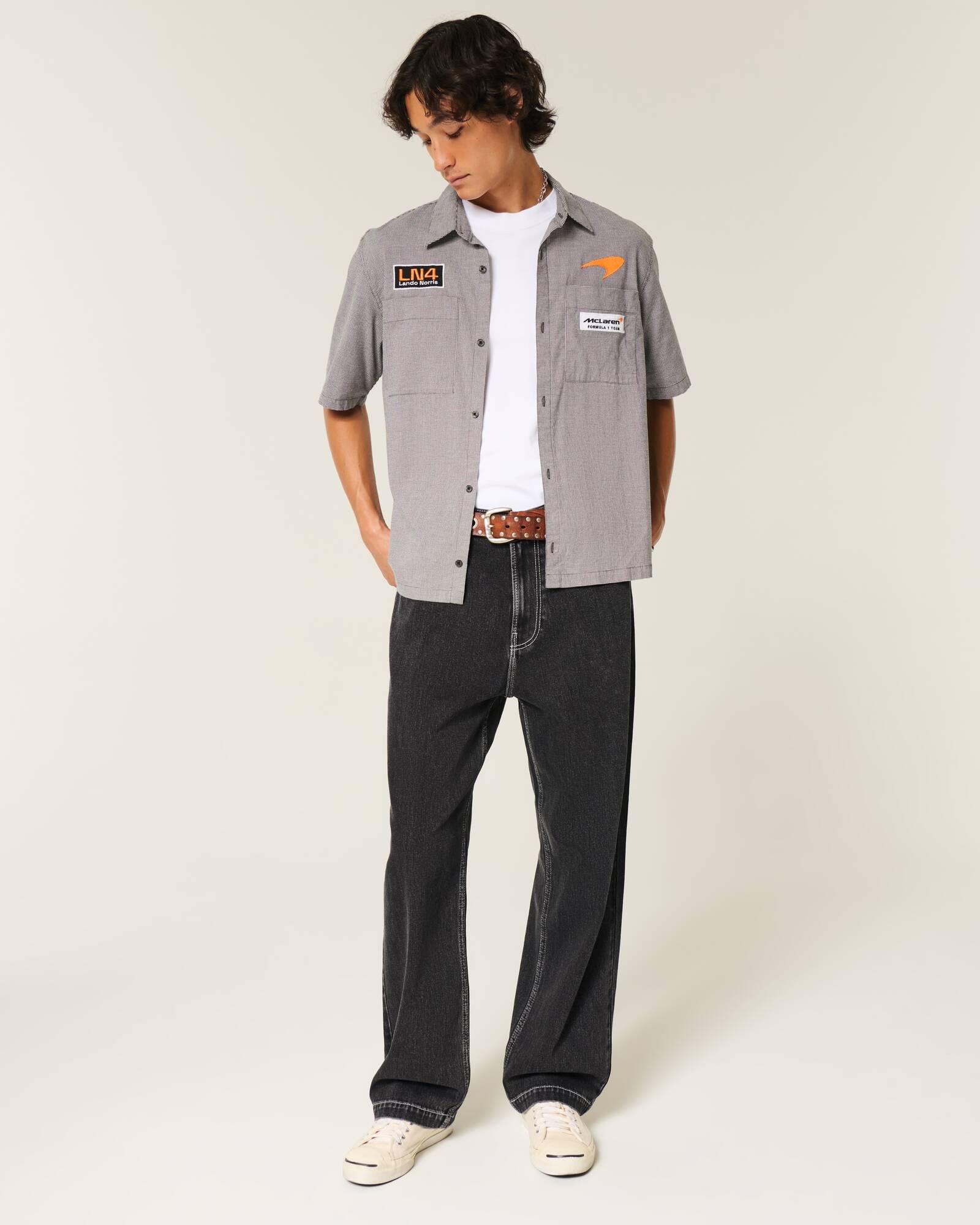 Railroad Stripe Baggy Painter Jeans