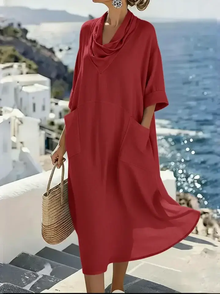 🔥Summer Arrivals🌟Women's Linen And Cotton Pocket Dress