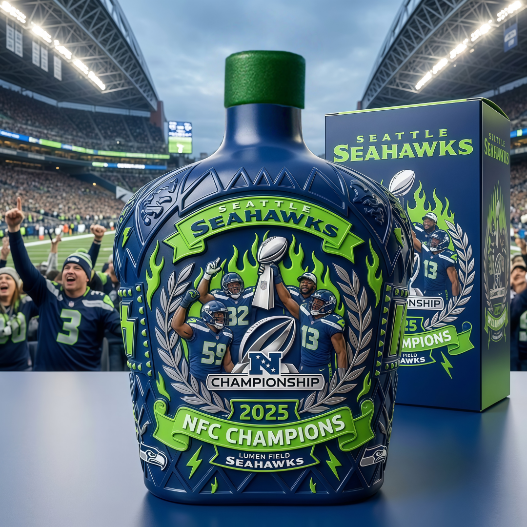Seattle Seahawks NFC Champions Commemorative Whiskey Bottle