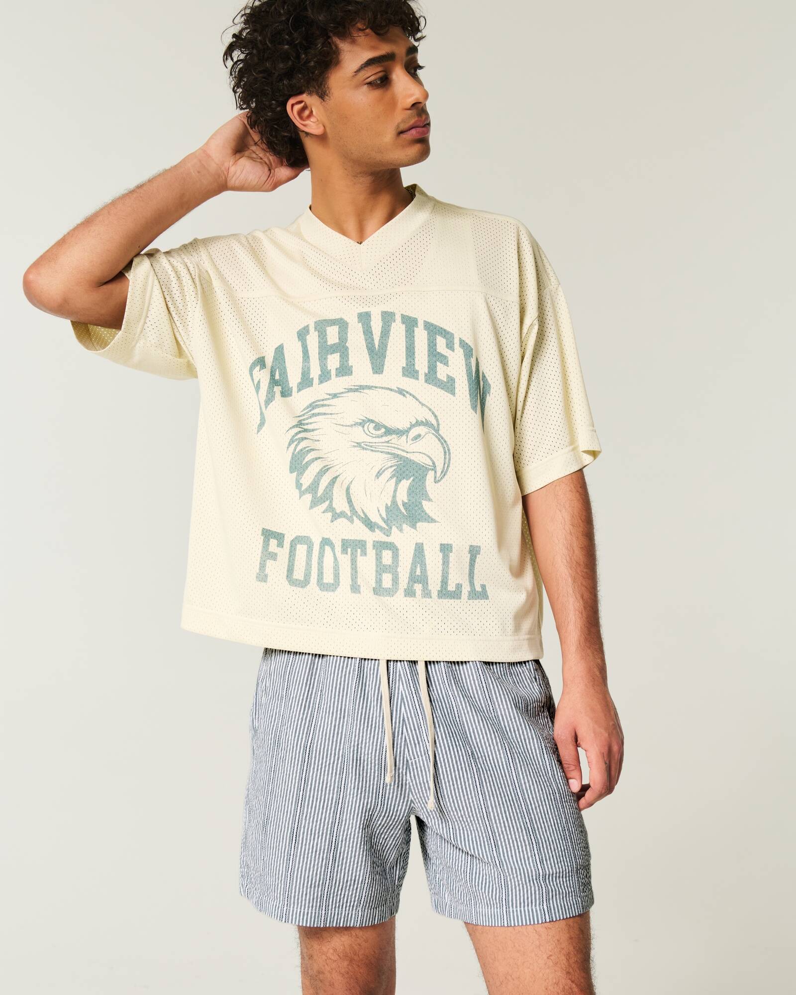 Mid-Thigh Linen-Blend Pull-On Shorts
