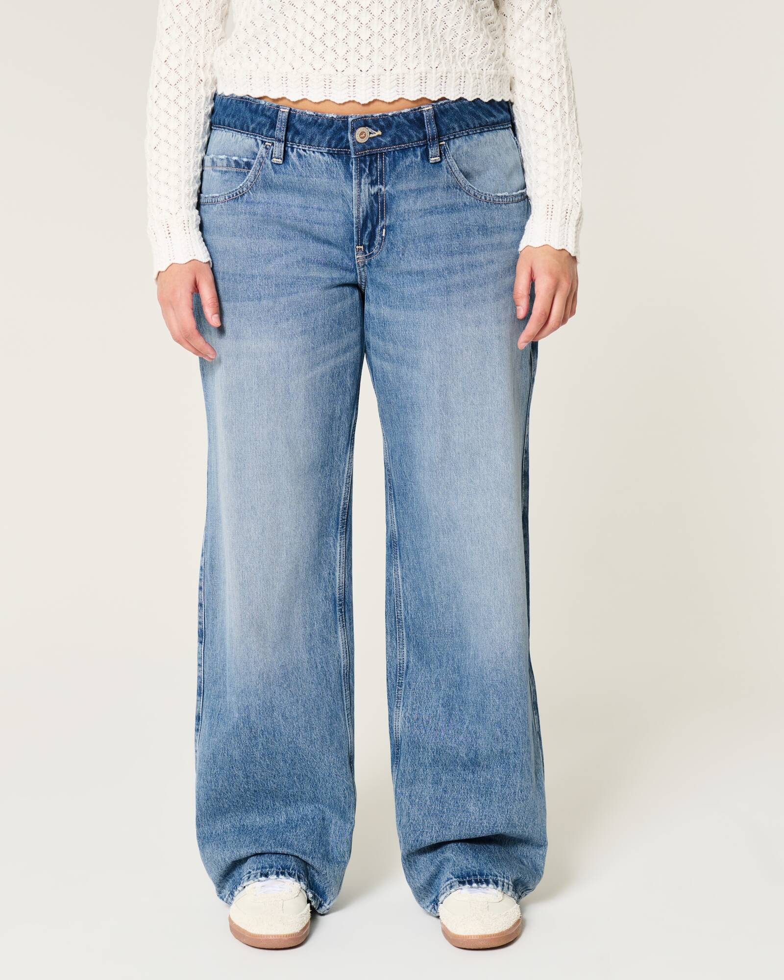 Low-Rise Dark Wash Baggy Jeans