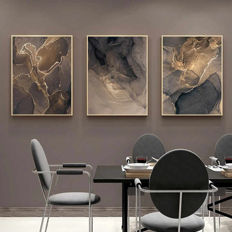 Modern Grey Gold Marble Canvas Wall Art