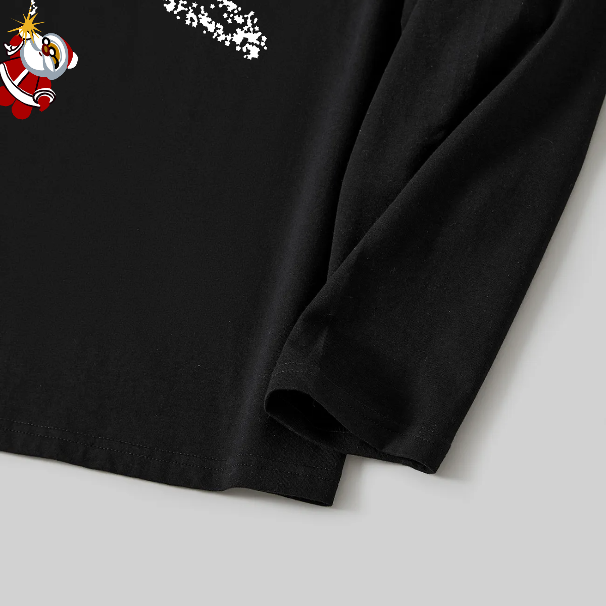 Santa Claus and Christmas Tree Print Black Long Sleeve Top with Green and Black Plaid Couple Matching Pajamas