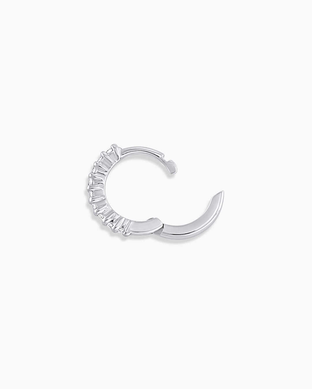 14k White Gold Diamond Pavé Single Huggie