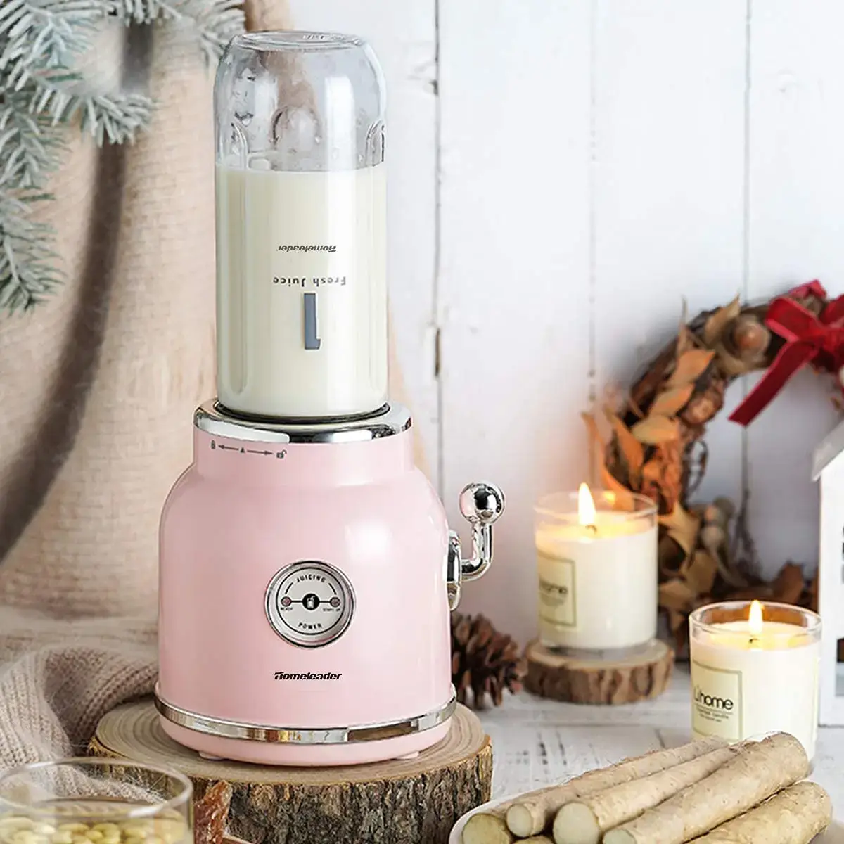 Personal Blender for Shakes and Smoothies, With 6 Sharp Blades, 21oz Travel Cup and Lids,Pink Machine,Function Blender Juicer