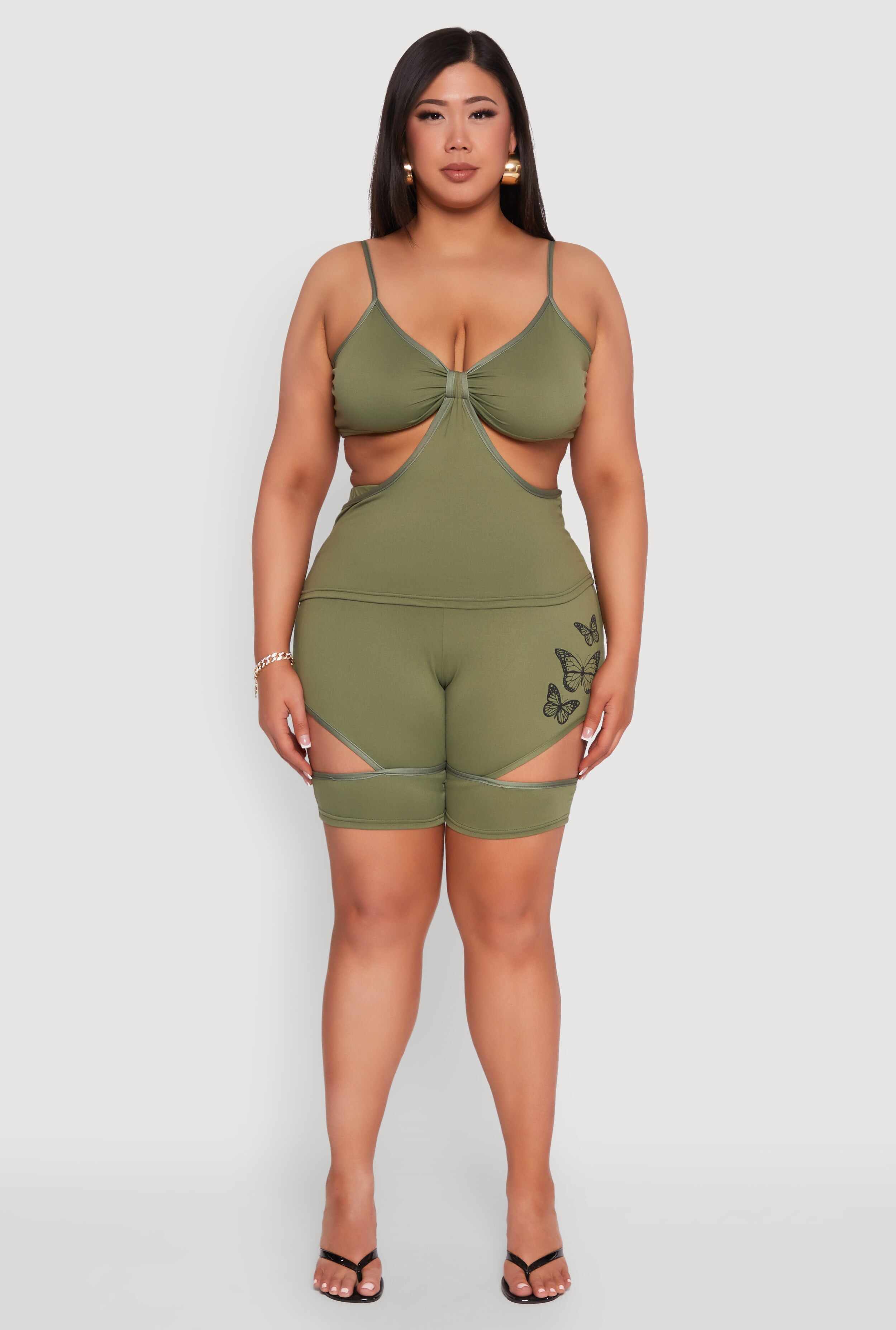 Plus Size Butterfly Cut Out Biker Shorts