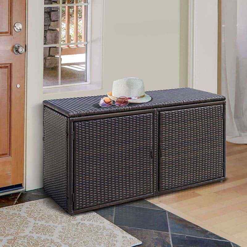 88 Gallon Rattan Deck Storage Box Patio Container