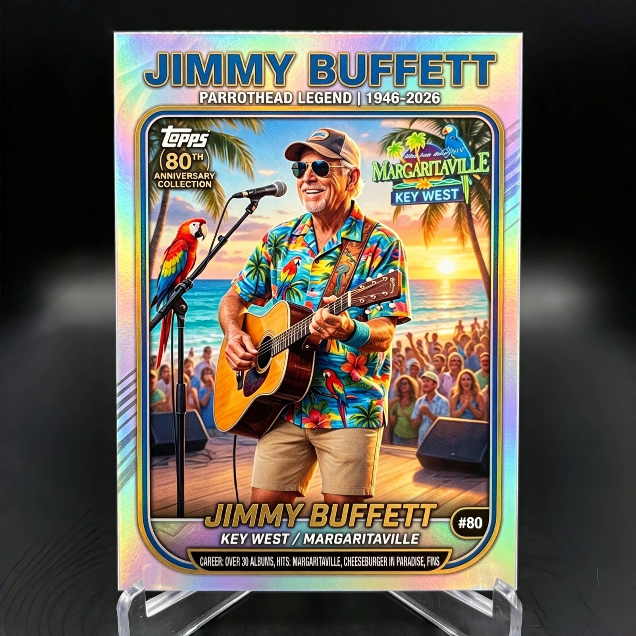 🌴 Jimmy Buffett TCG 80th Anniversary Limited Edition Holographic Trading Card!🎸