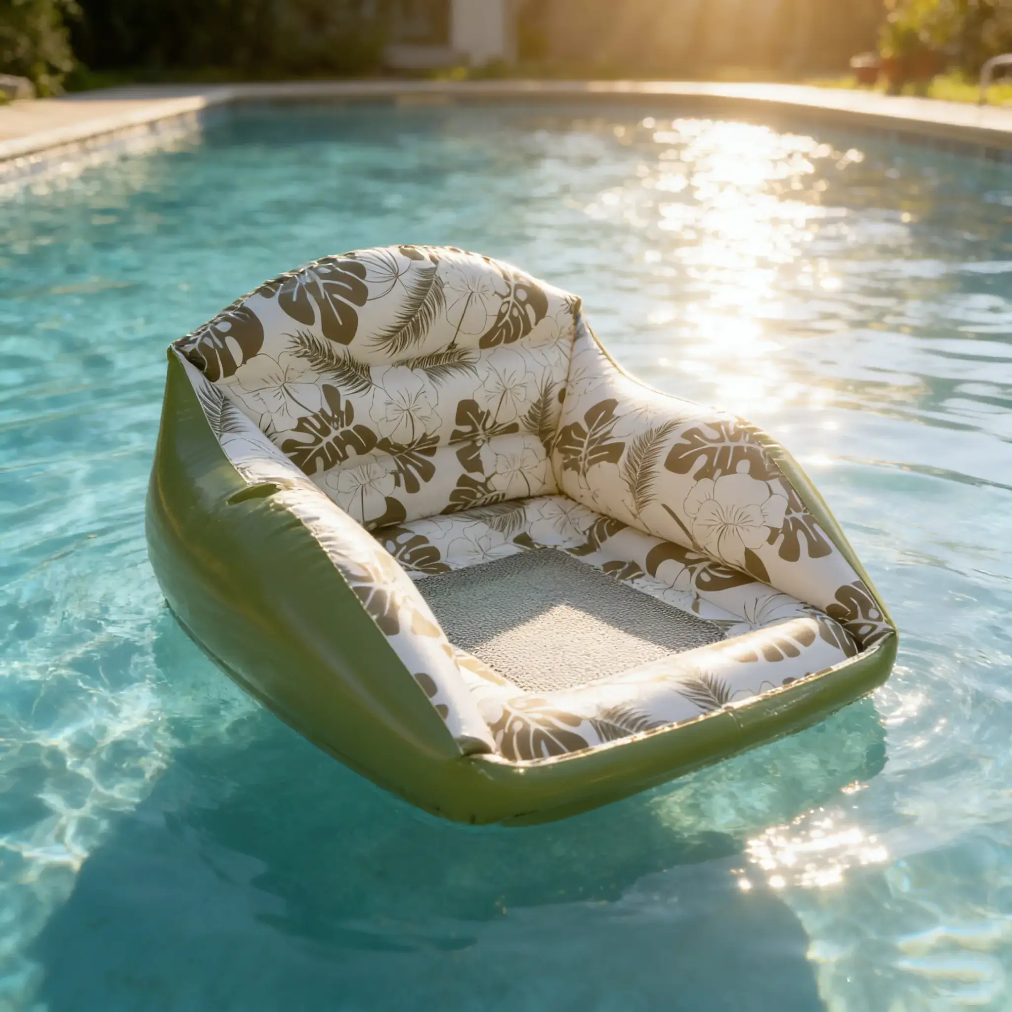Adult Large Inflatable Water Sofa, Tropical Style Float Chair with Cup Holder, Pool Toy, Outdoor Use, 3-In-1 Inflatable Lounge, Pool Float Chairs, Pool Float Lounger, Pool Floats Lounger #GLOBAL PICKS