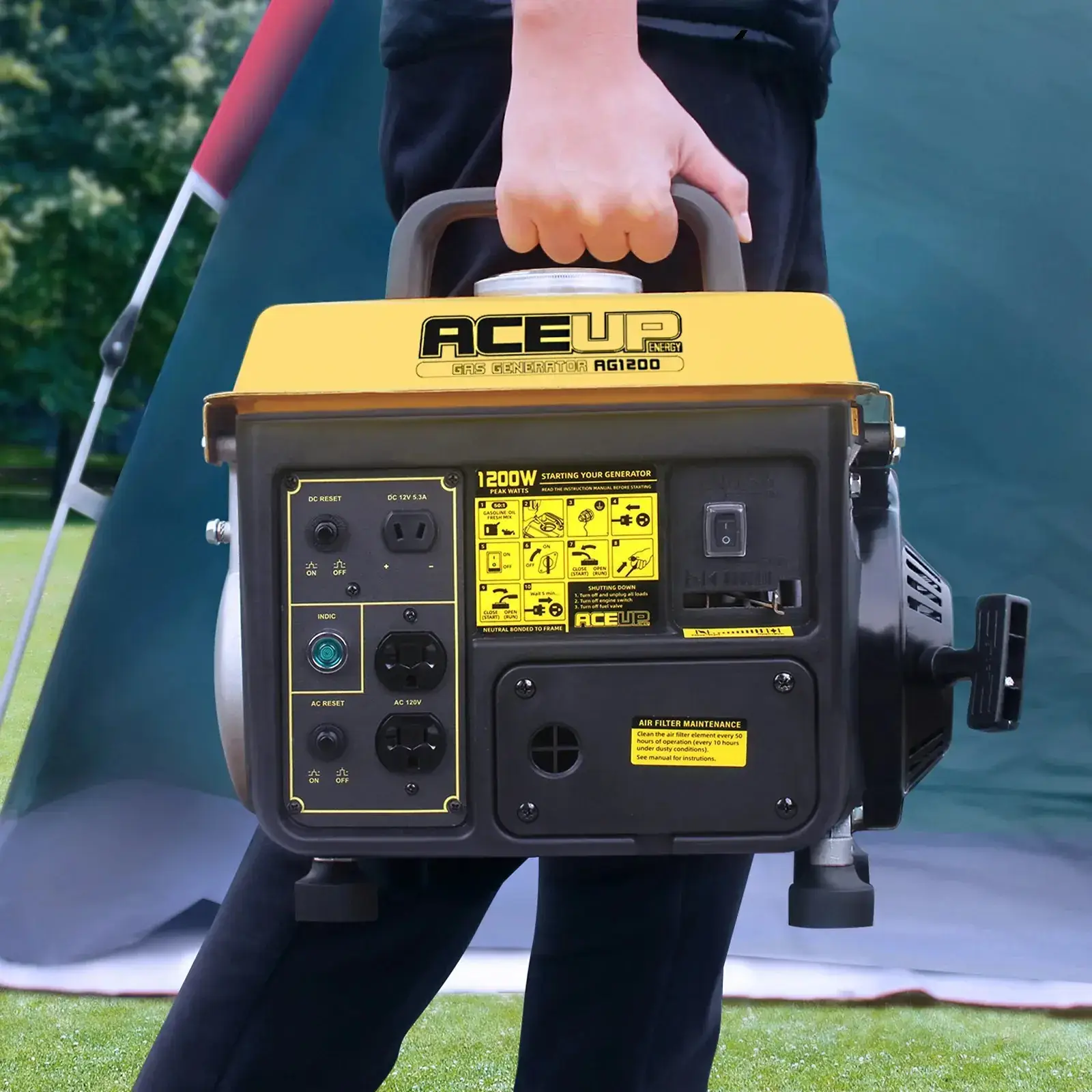 1200W 2-Stroke Portable Gas Generator | Small Generator Camping Ultralight, EPA & CARB Compliant-AG1200