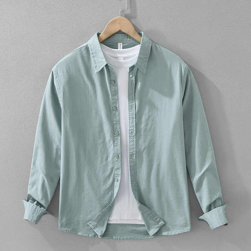 Men's Japanese Cotton Linen Long Sleeve Blouse Fashion All-matching