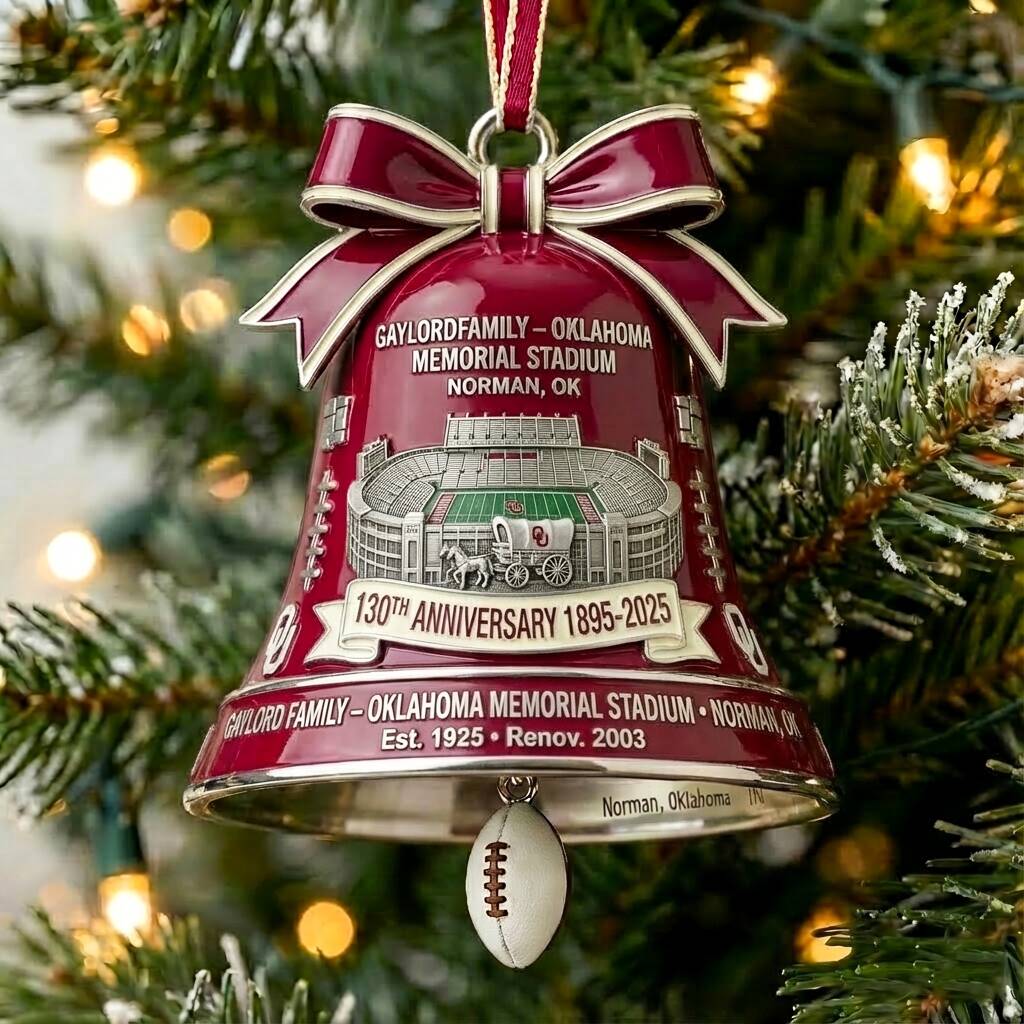 Sooners Gaylord Family Oklahoma Memorial Stadium 130th Anniversary Bell Ornament