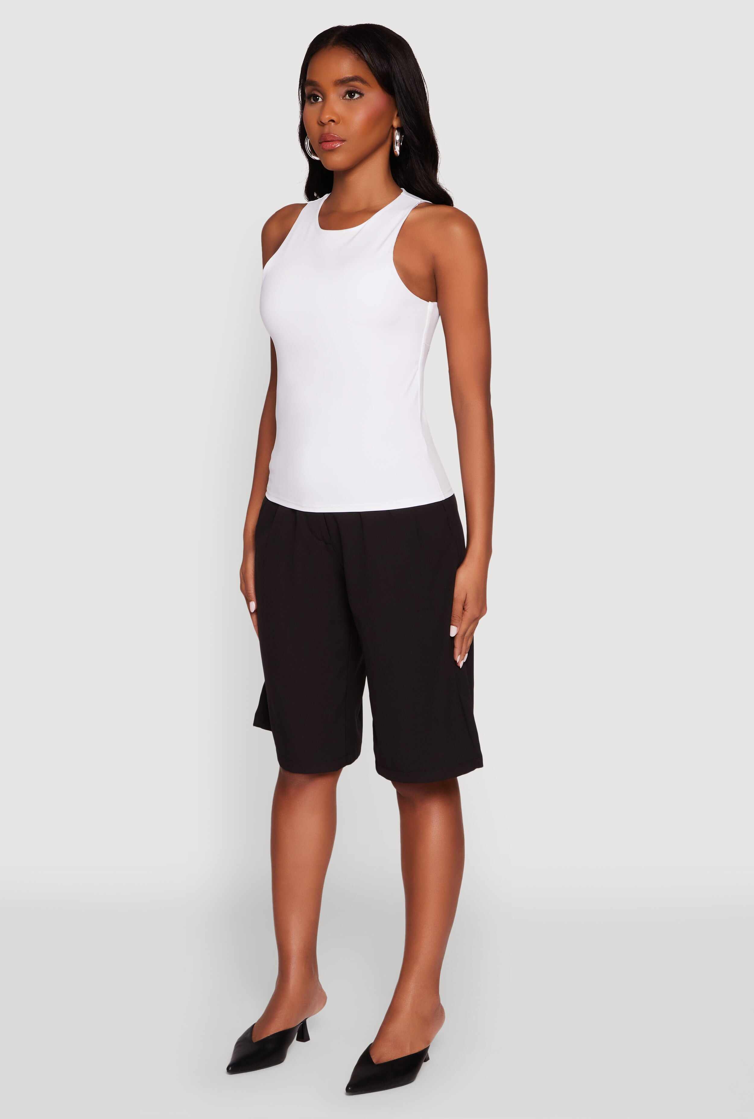 High Neck Shelf Bra Racerback Tank Top