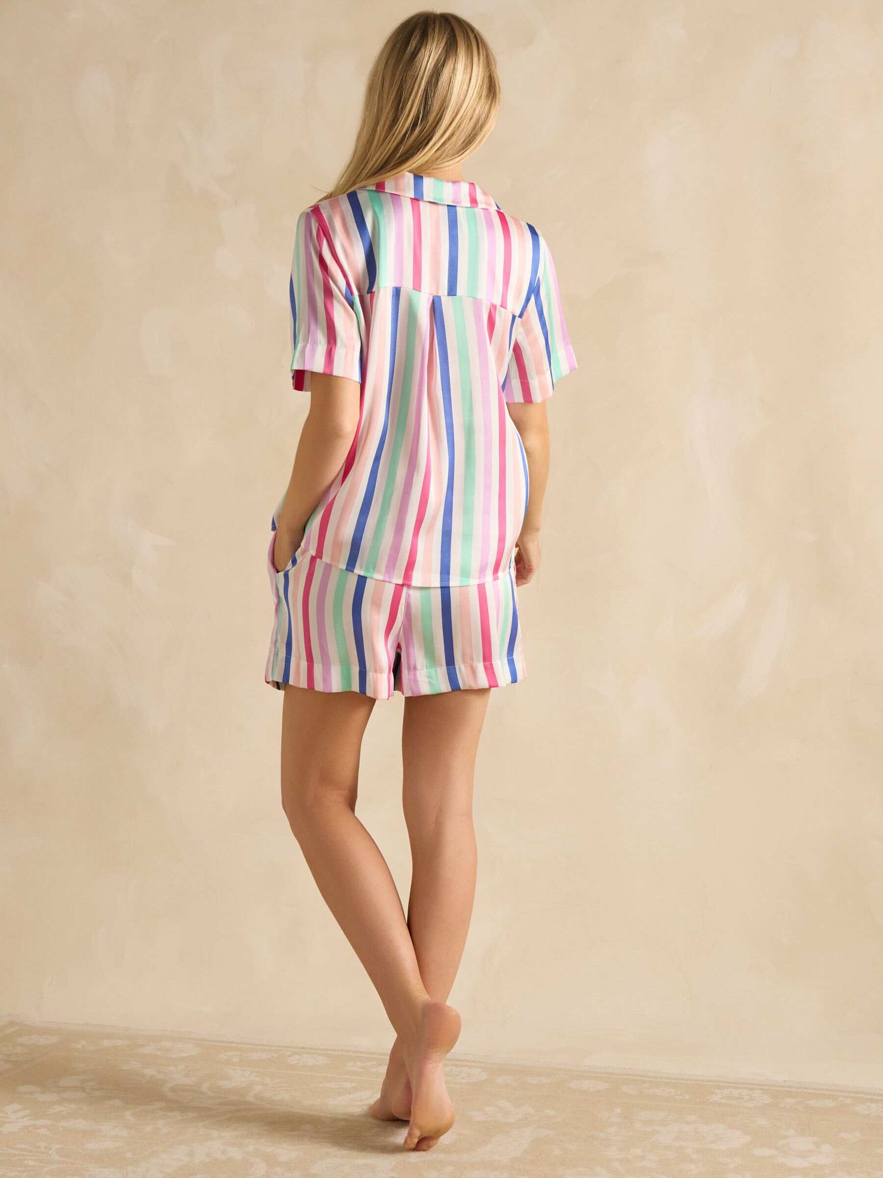 Natalia Multi Stripe Satin Short Pyjama Set