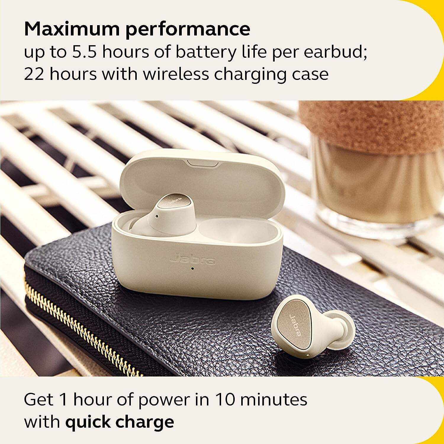 Jabra Elite 10 True Wireless Earbuds – Advanced Active Noise Cancelling Earbuds with Next-Level Dolby Atmos Surround Sound –All-Day Comfort, Multipoint Bluetooth, Wireless Charging – Cream