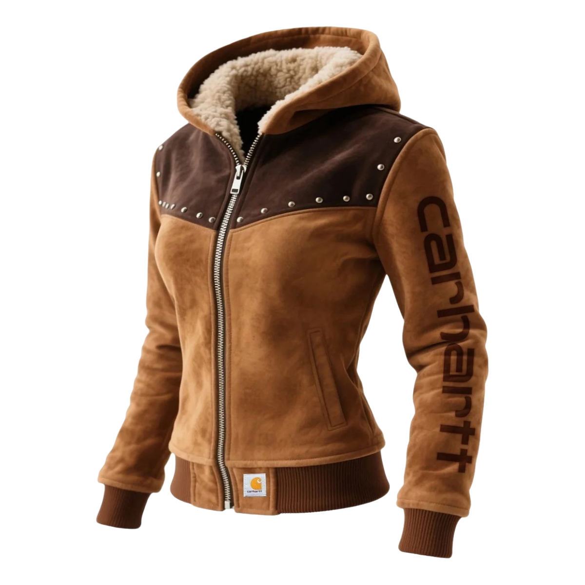 Women's Hooded Sherpa Lined Faux Suede Jacket