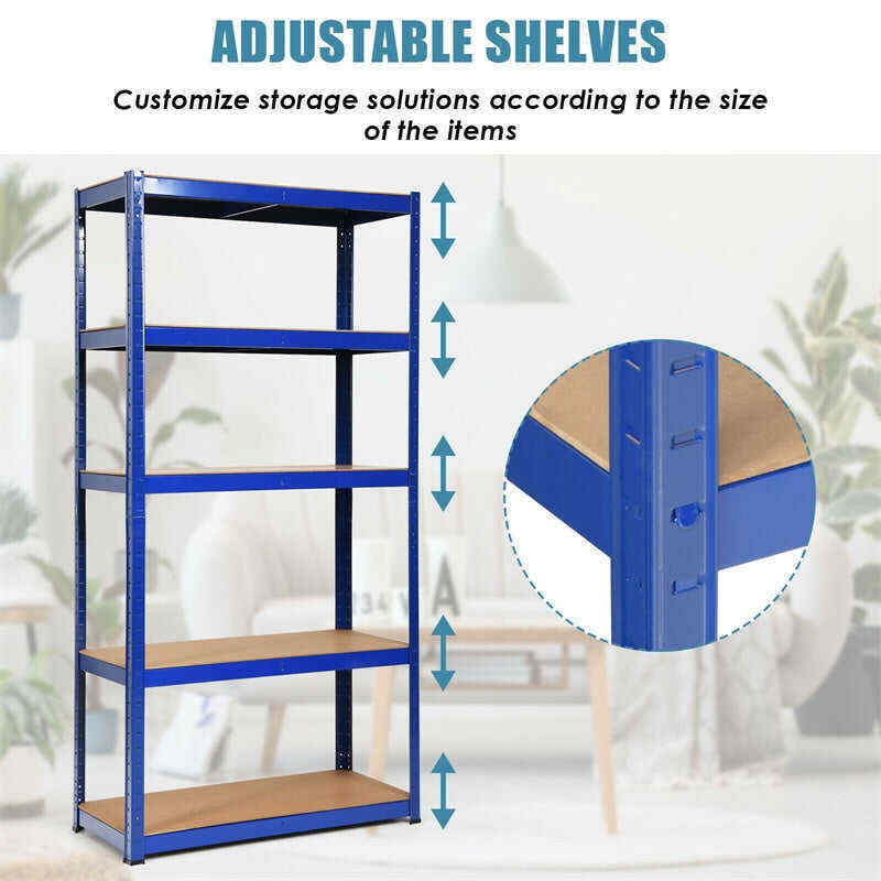 72 Inch 5-Shelf Steel Garage Storage Rack Display Stand with Adjustable Shelves