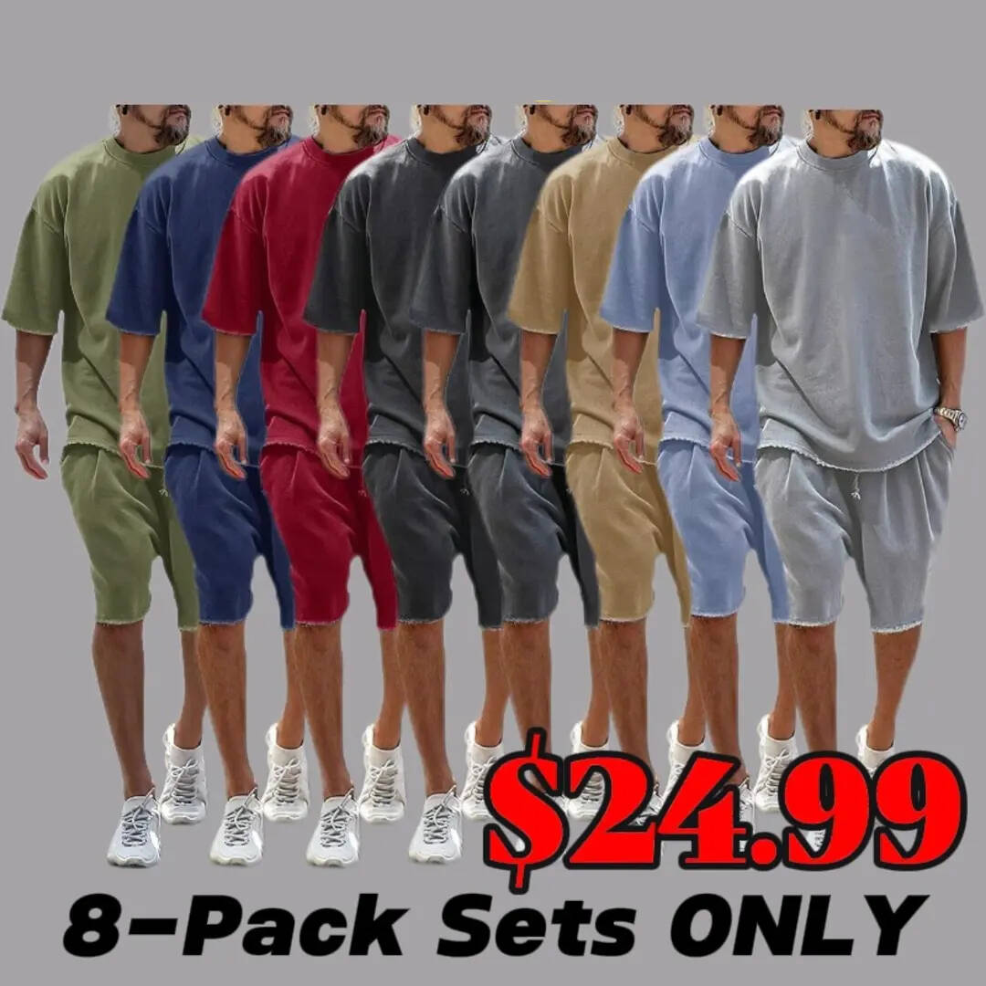 Men's Casual Loose Fit Solid Sports Sets