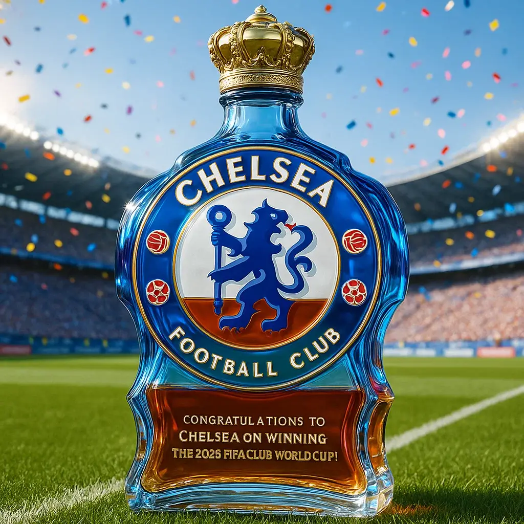 CONGRATULATIONS TO CHELSEA ON WINNING THE 2025 FIFA CLUB WORLD CUP Whiskey Bottle