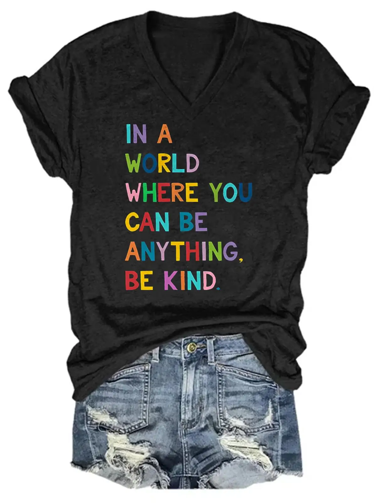 In A World Where You Can Be Anything Be Kind Autism Awareness Casual Print T-shirt