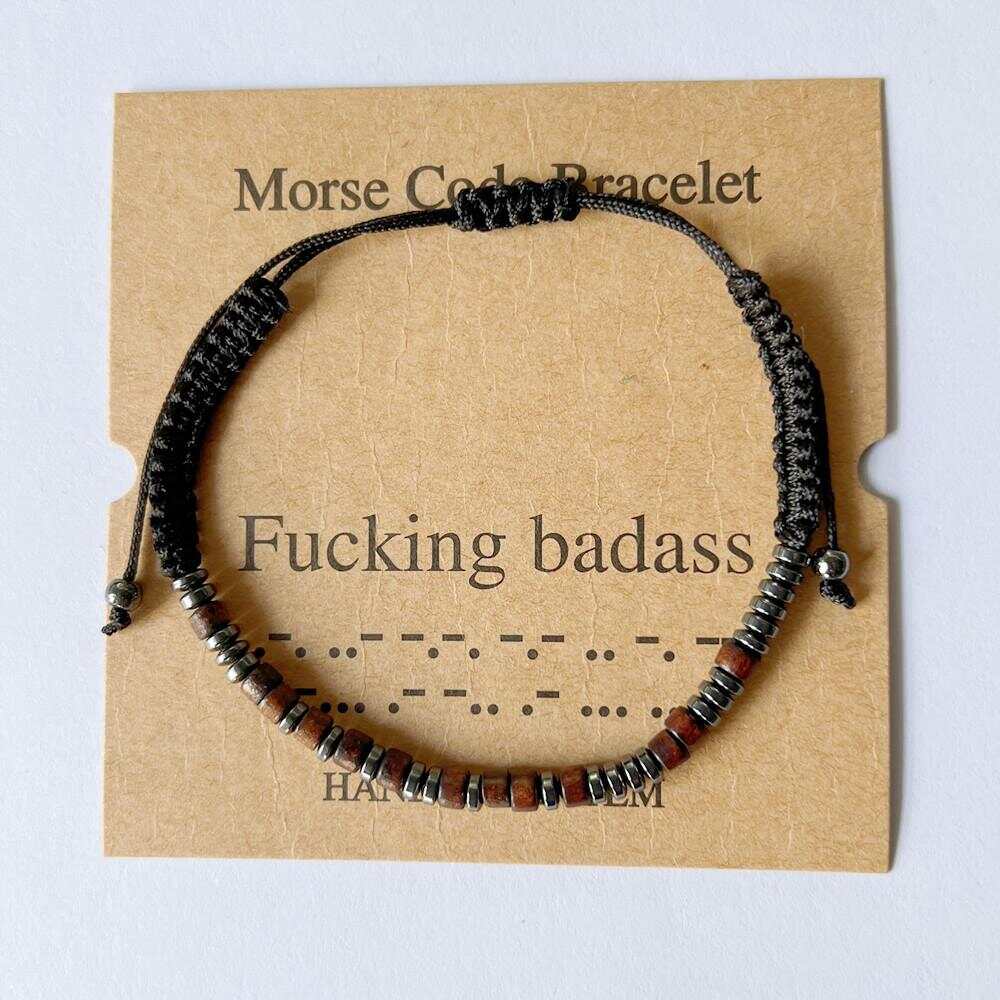 Women's Men's Unisex Morse Code Alphanumeric Weave Couple Bracelet