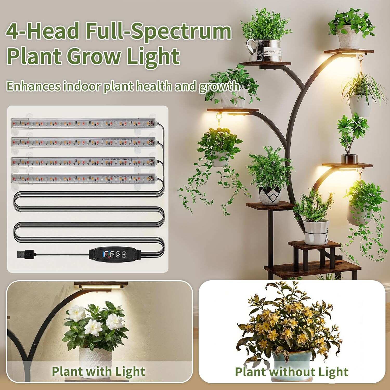 VECELO Plant Stand with Grow Light