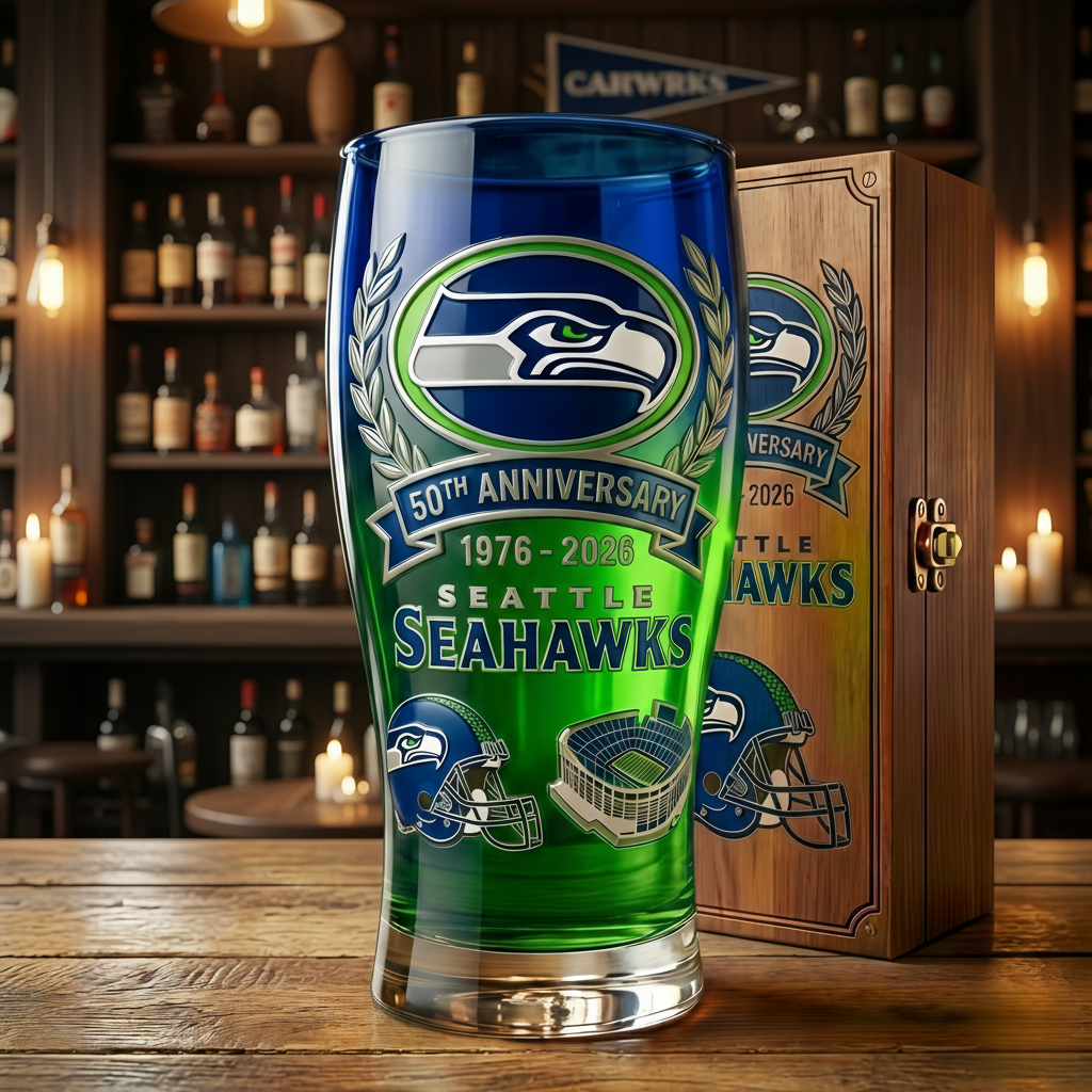 Seattle Seahawks 50th Anniversary Commemorative Glass