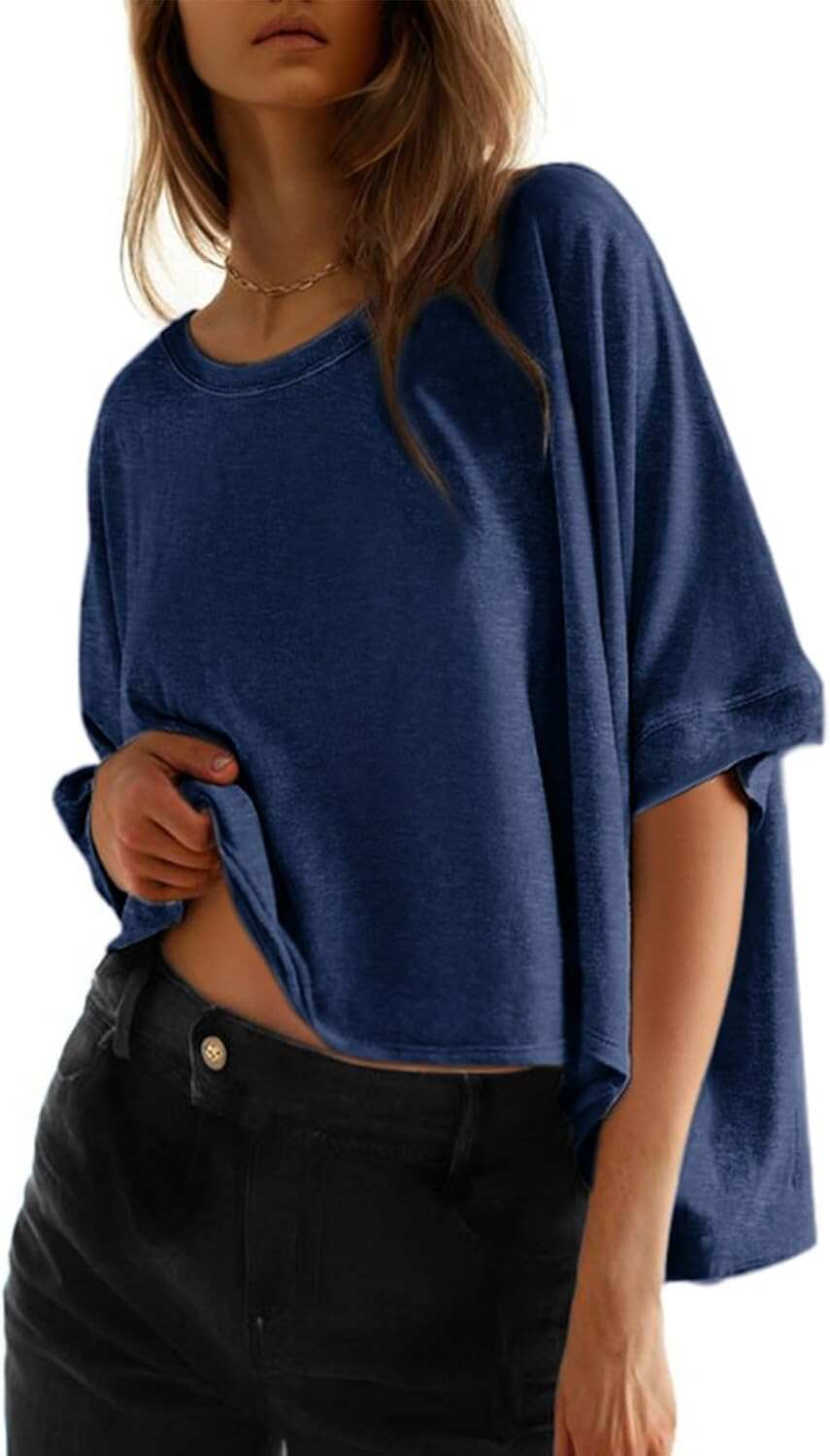 🔥 Last Day For Clearance!Summer Shirts 2026 Womens Solid T Shirts for Women Loose Oversized Tops Basic Tee