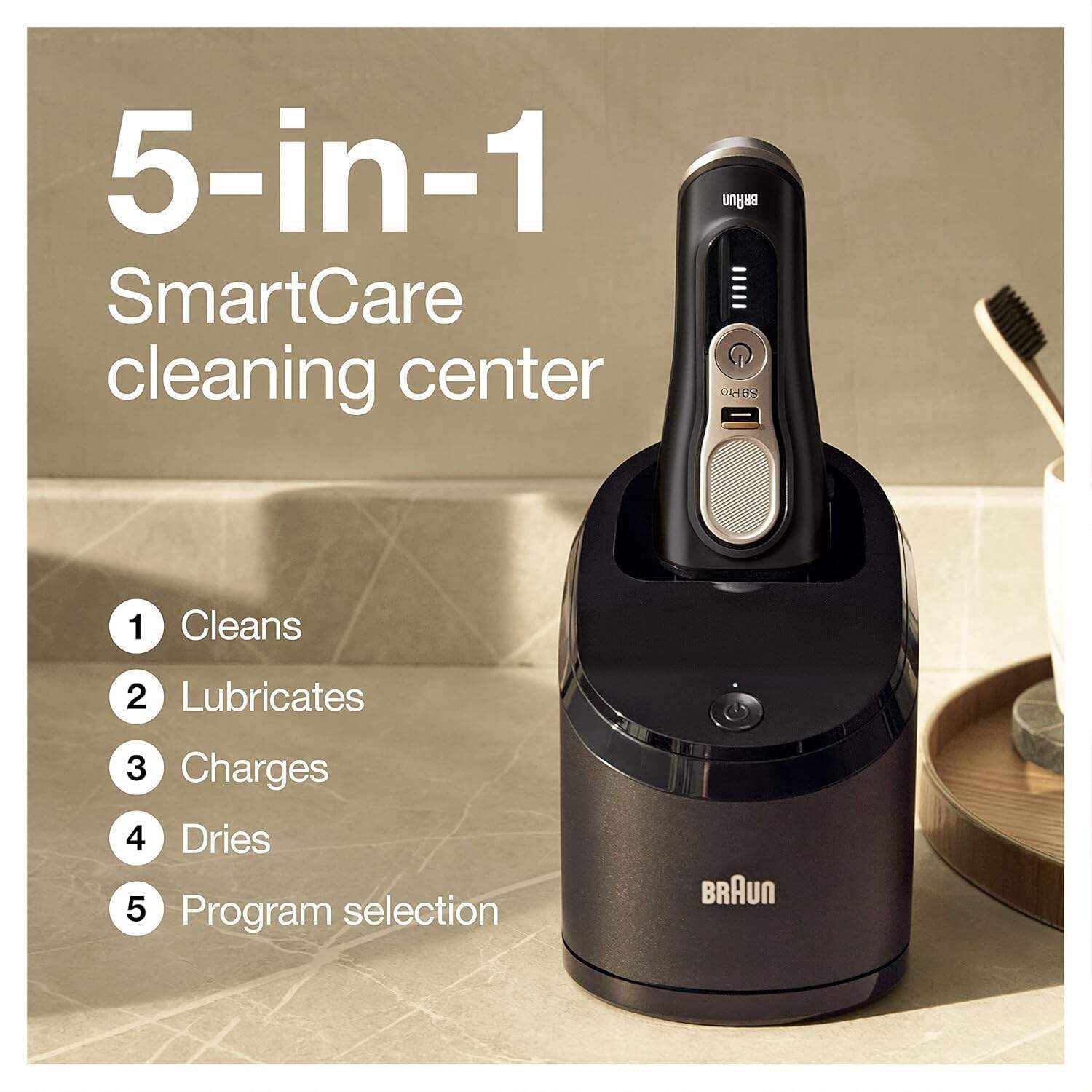 Braun Electric Razor,Waterproof Foil Shaver for Men,Series 9 Pro 9460cc,Wet & Dry Shave,With ProLift Beard Trimmer for Grooming,5-in-1 Cleaning & Charging SmartCare Center Included,Atelier Black