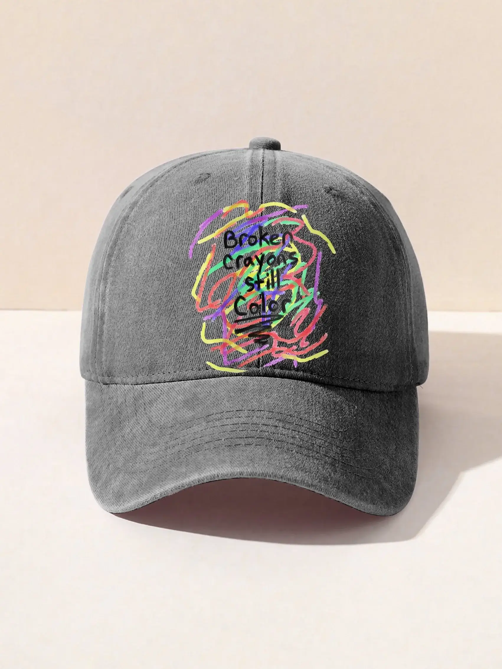 Mental Health Awareness Broken Crayons Still Color Encourage Print Casual Hats