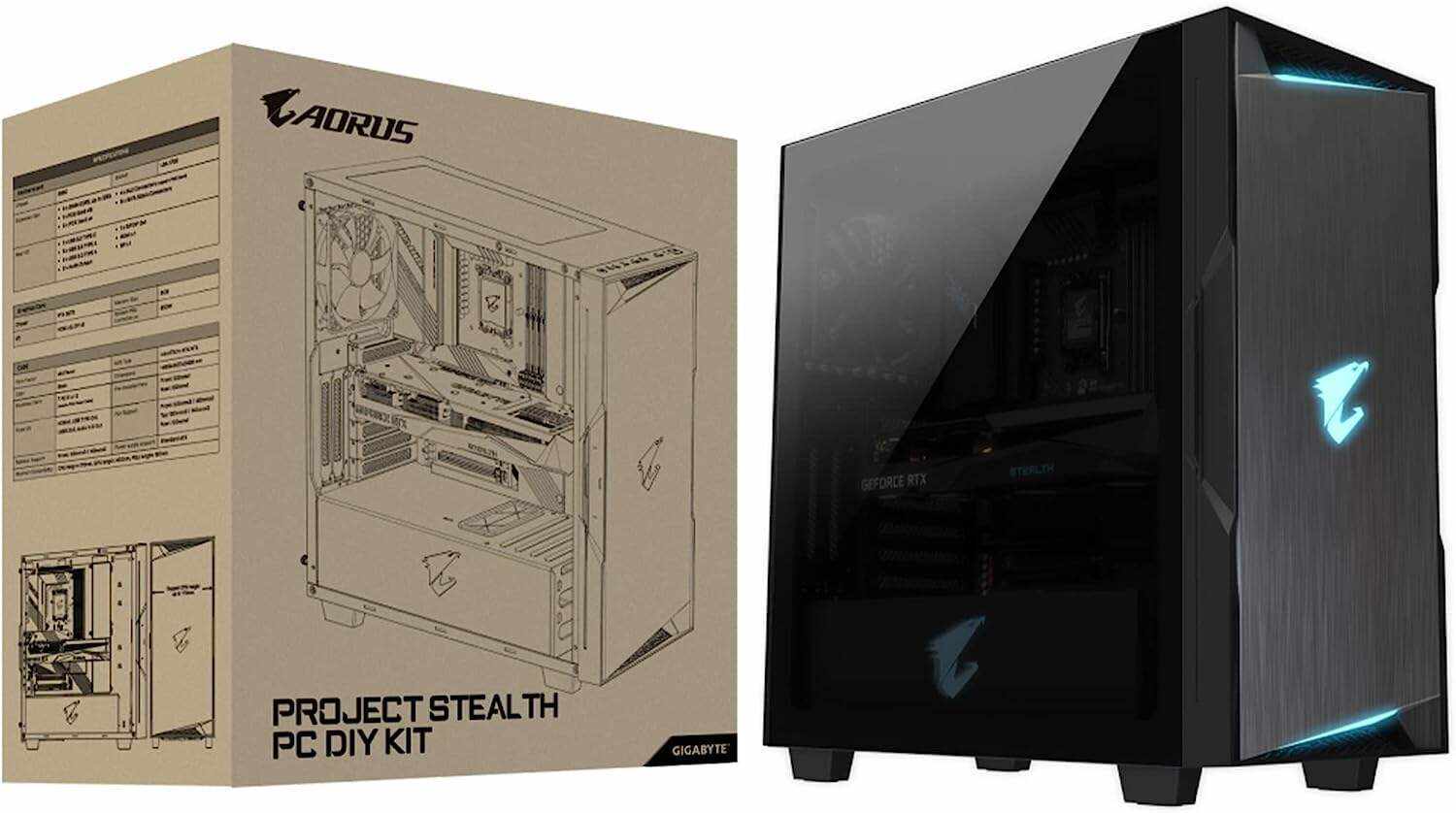 Project Stealth DIY PC Kit (Z690 AORUS Elite Stealth, NVIDIA GeForce RTX 3070 Gaming OC 8G Stealth, AORUS C300G Stealth) - GB-Stealth Combo IN2181