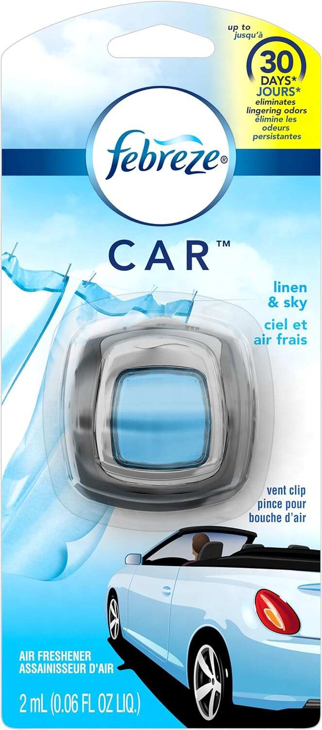 Febreze Car Air Fresheners, New Car Scent, Odor Eliminator for Strong Odors Car Vent Clips (2 Count)