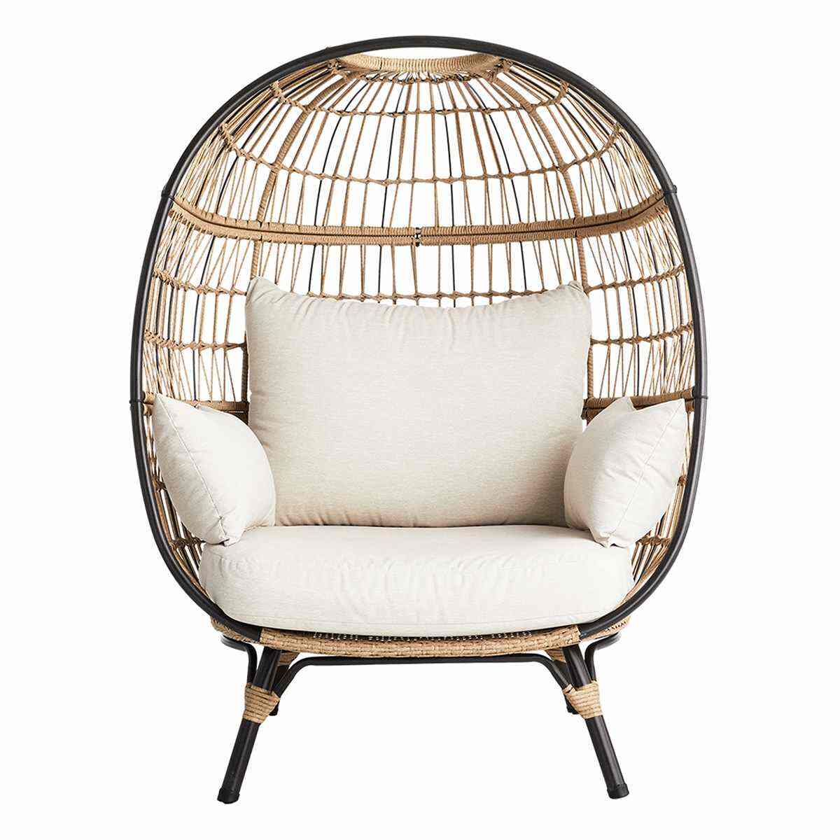 Paloma Taupe Wicker with Sand Cushions Oversized Patio Egg Chair
