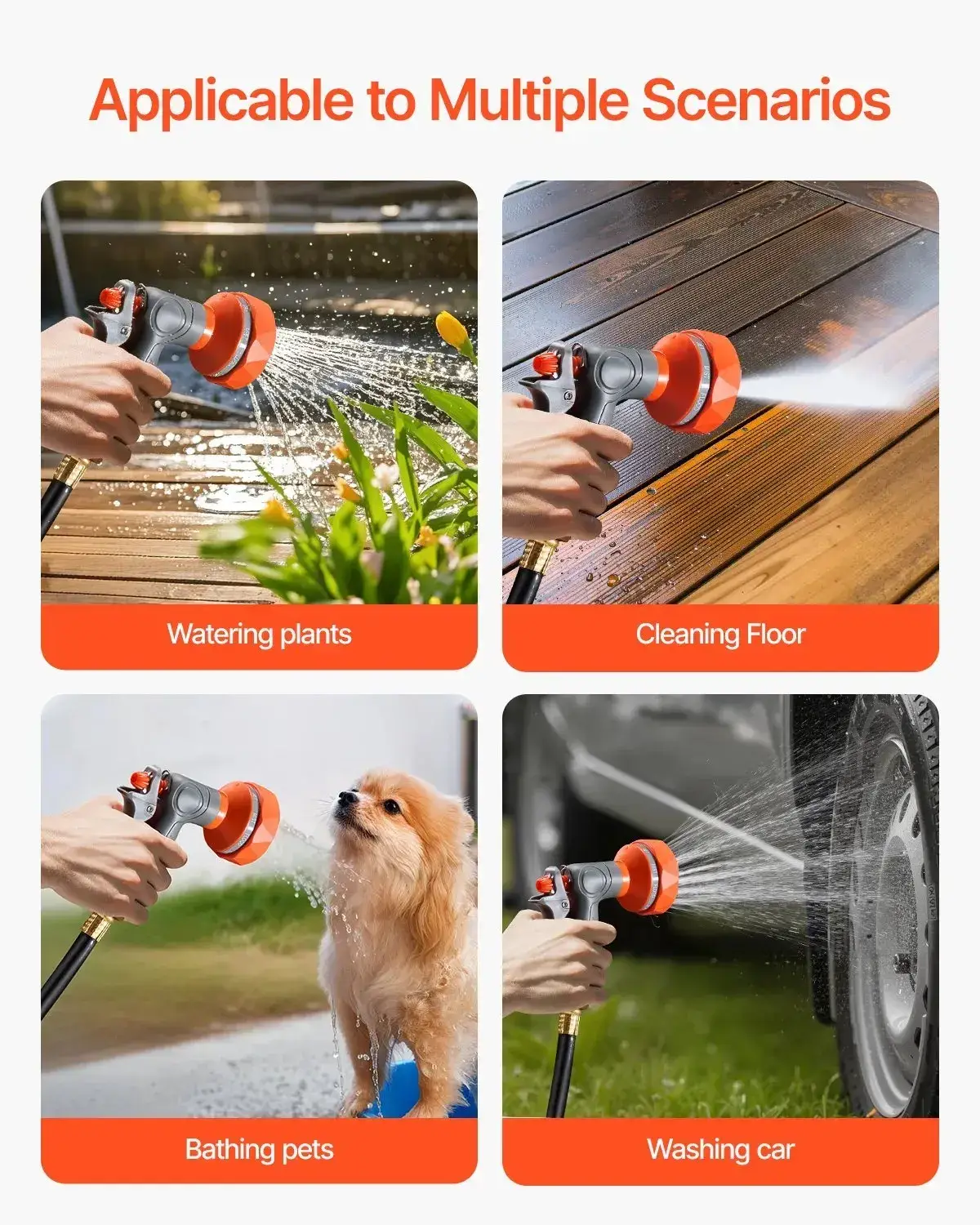 Retractable Garden Hose Reel,  5/8 Inch x 100 ft Wall Mounted, Heavy Duty with 9-Pattern Nozzle, Adjustable Length Lock, Upgraded Slow Return System & 180° Swivel Bracket