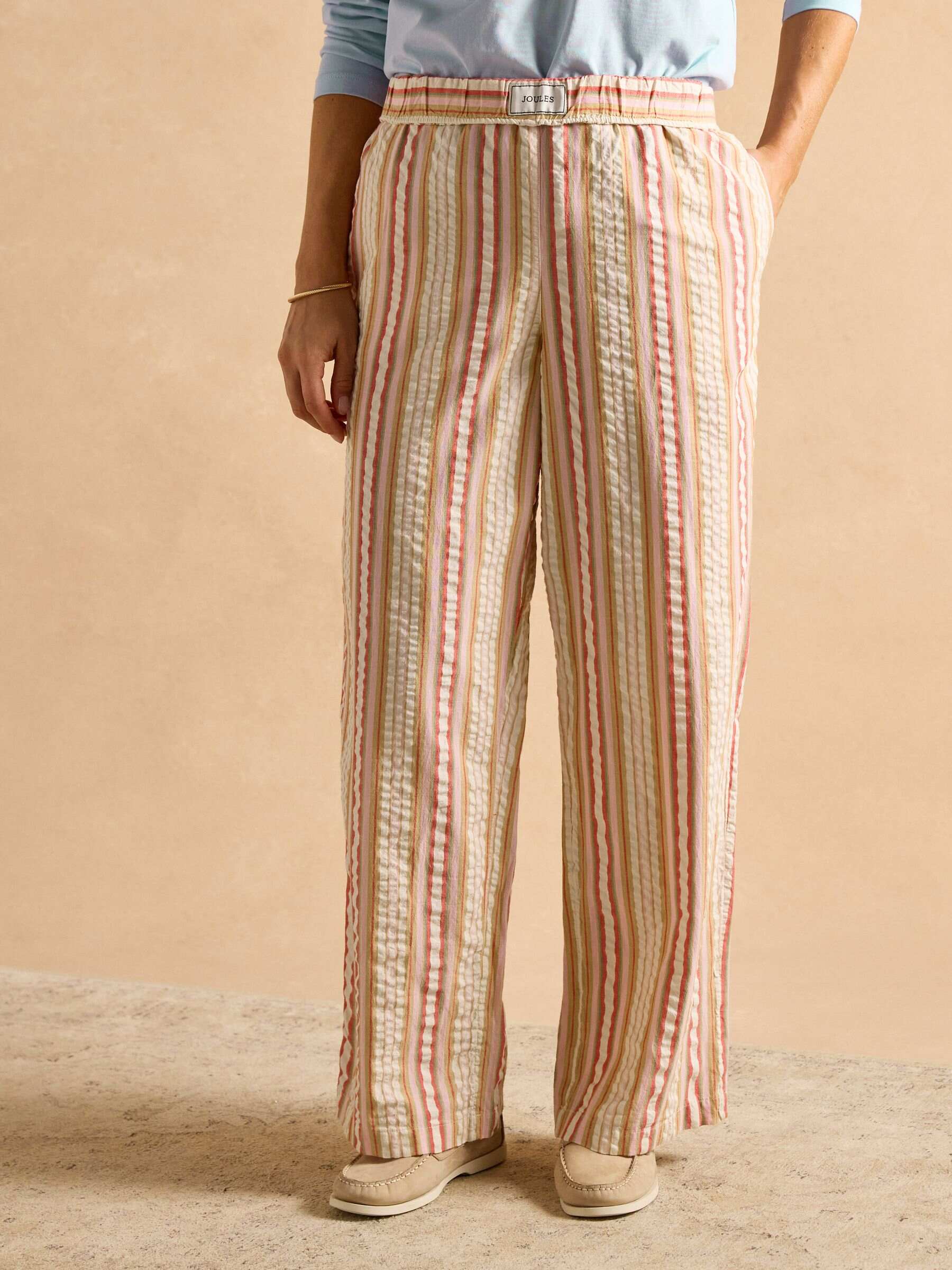 Hallie Orange Stripe Pull-On Cotton Trousers