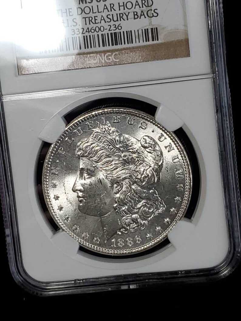 1886  MS 63 Silver Morgan Dollar, NGC  MS 63  Silver  Coin . Olathe Dollar Hoard - From the U.S Treasury Bags !    Lot # 1494