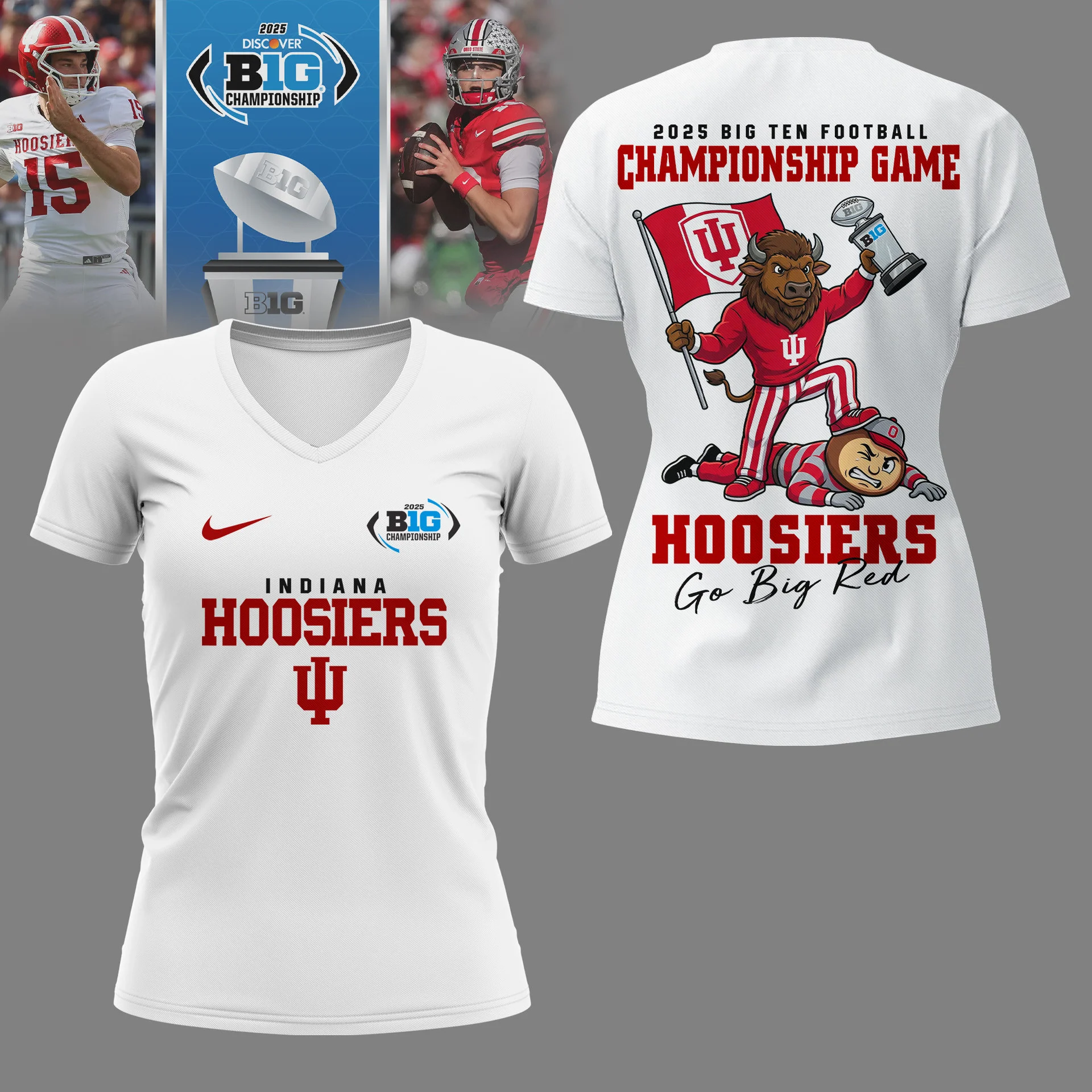 Indiana Hoosiers | Premium NCAA 2025 Big Ten Football Championship Game 3D Shirt NY