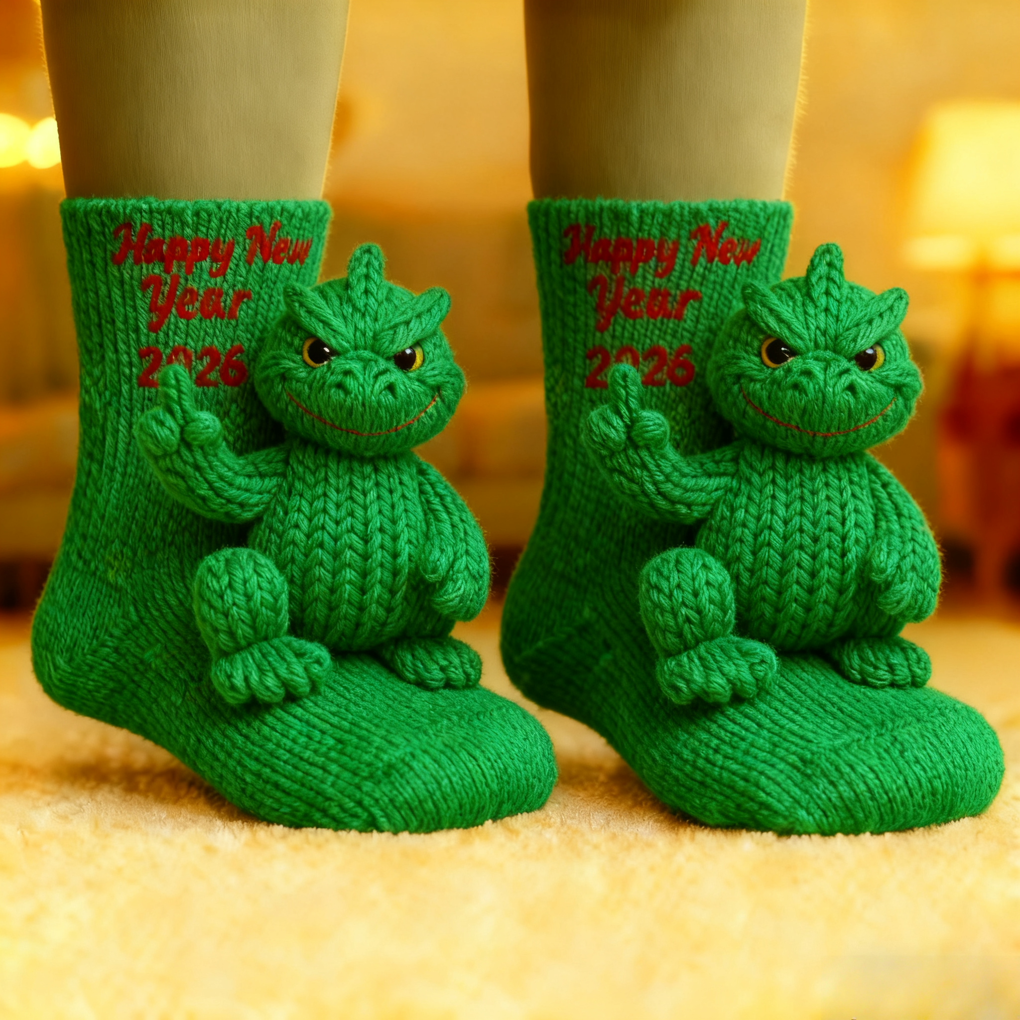 🦖 Godzilla Knit Socks · Happy New Year 2026 Edition