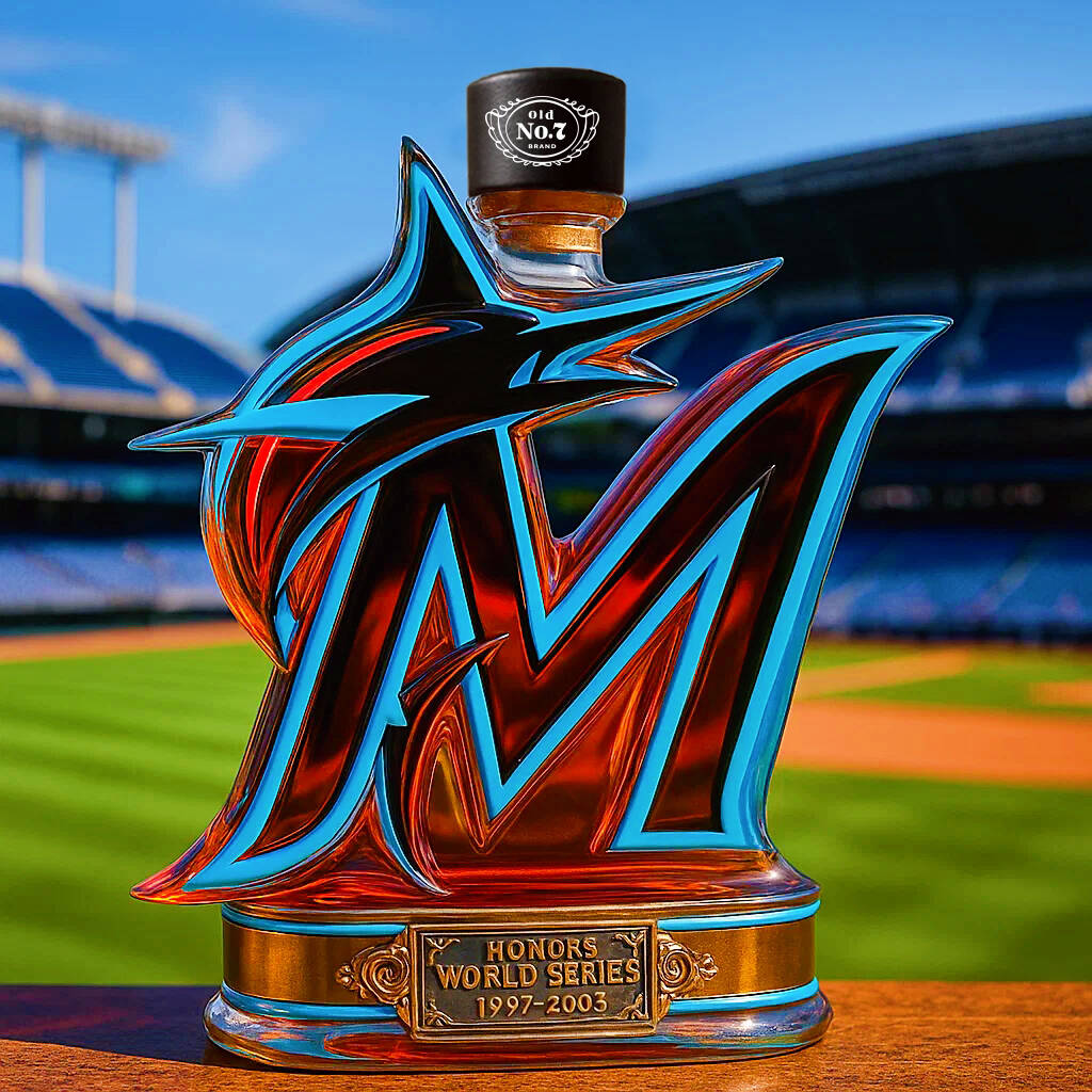 Miami Marlins Championship Limited Edition Whiskey Bottle