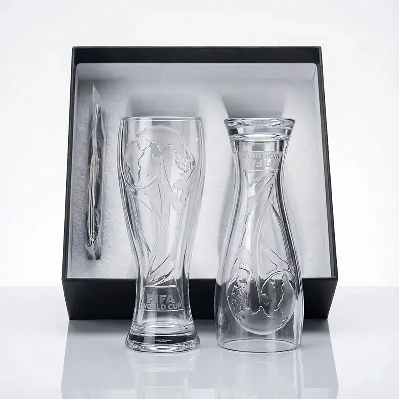 2026 Gift Set!  2 Large Ceramic Beer Mugs & Gold Trophy Opener | Durable Drinkware for Soccer Lovers & Home Bar ️ Reuse