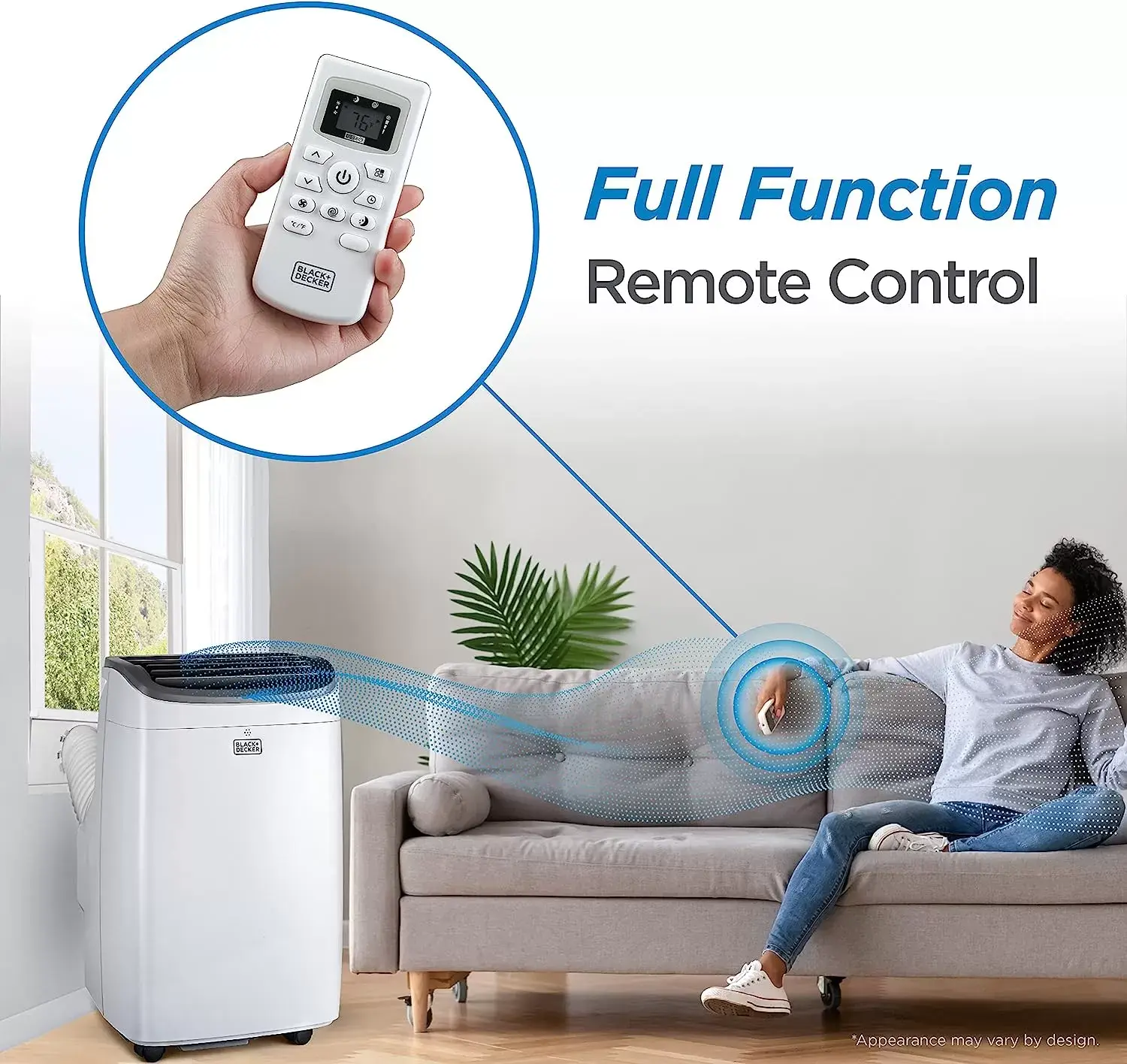 BLACK+DECKER 8,000 BTU Portable Air Conditioner up to 350 Sq. with Remote Control, White