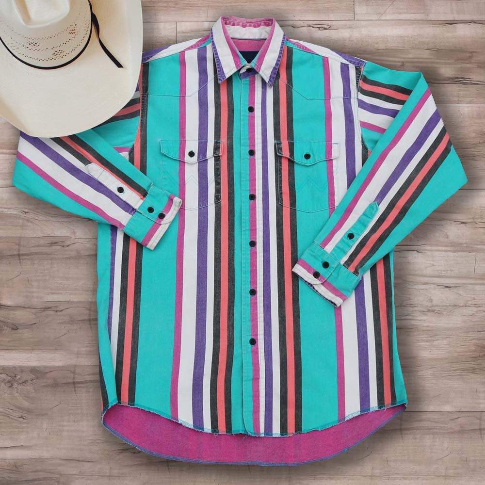 Men's casual colorful blue striped shirt