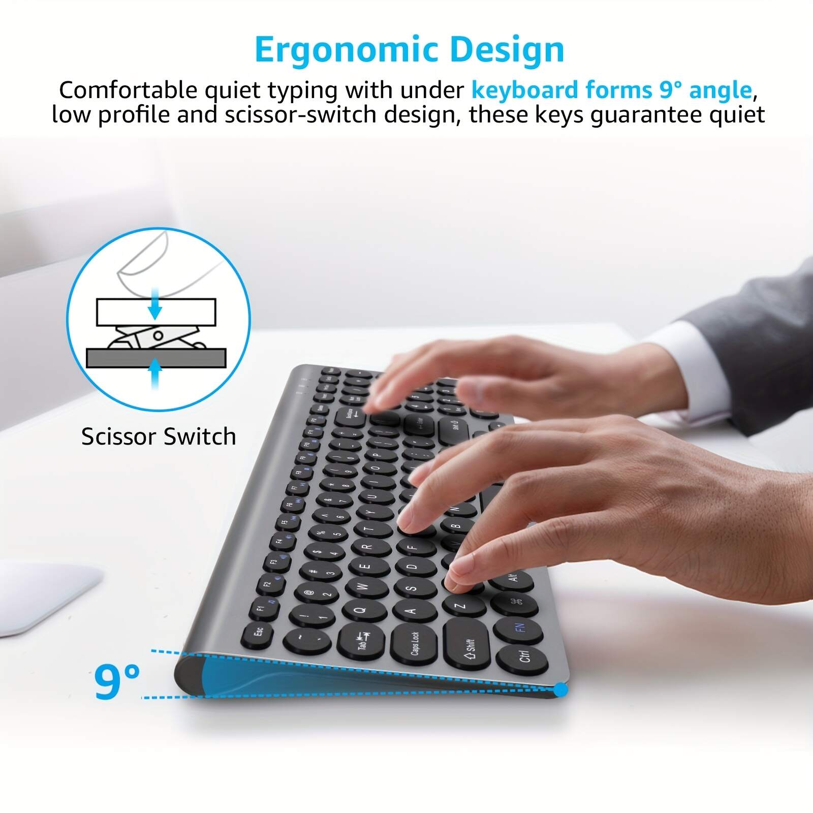 Wireless Keyboard & Mouse Combo, Wireless USB Mouse & Computer Keyboard Combo, Small & Silent, For Windows Laptops, Desktops, PCs